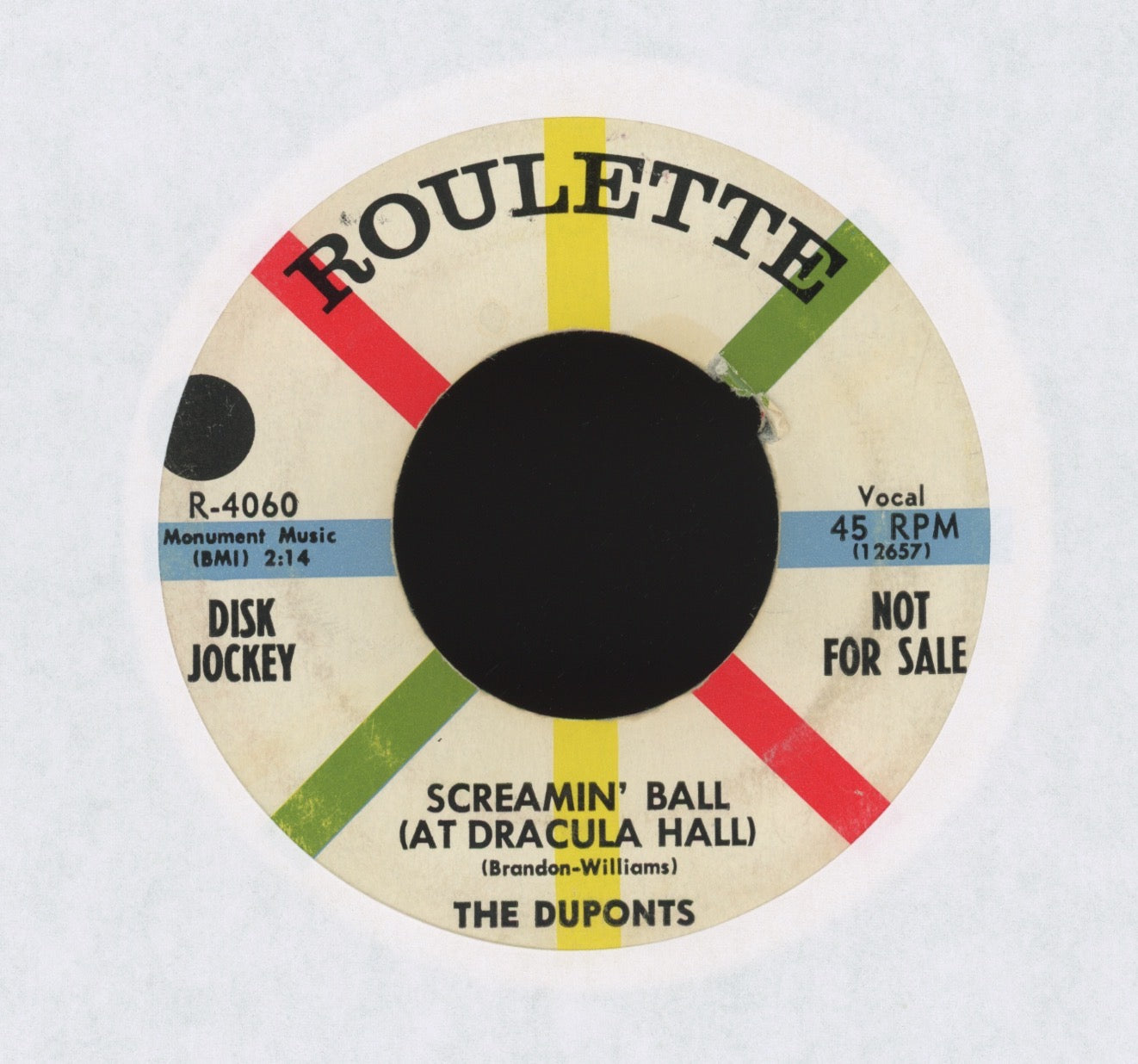 The Duponts - Screamin' Ball (At Dracula Hall) on Roulette Promo Halloween Horror R&B Doo Wop 45