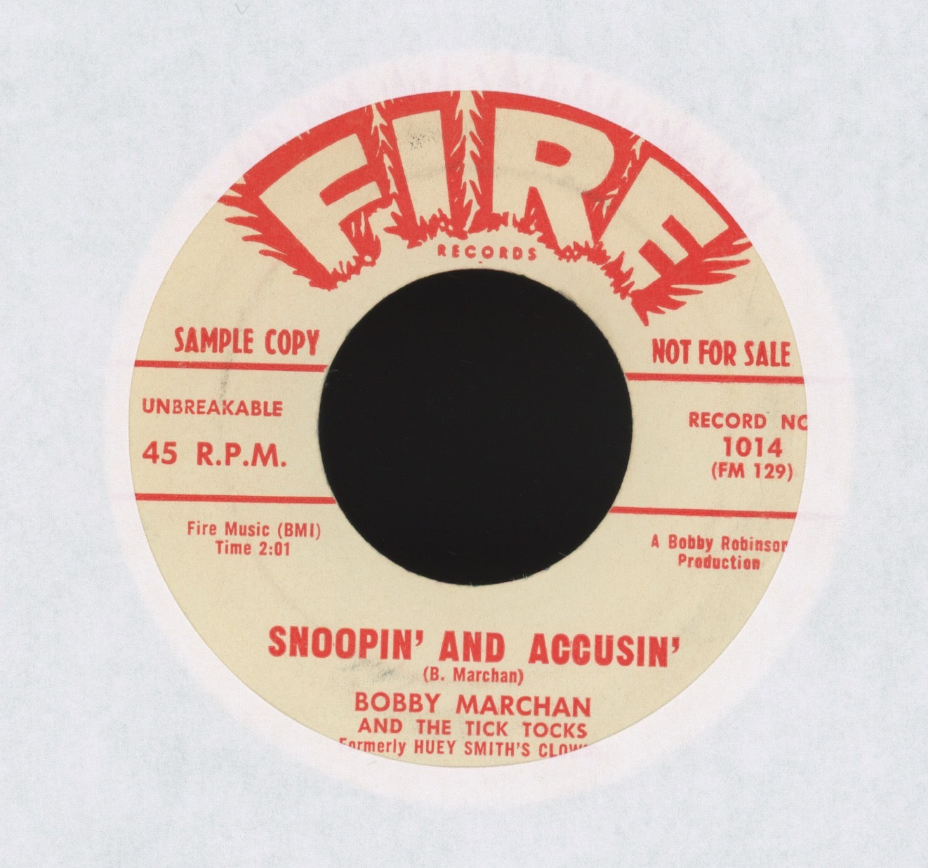 Bobby Marchan - Snoopin' And Accusin' on Fire Promo R&B 45
