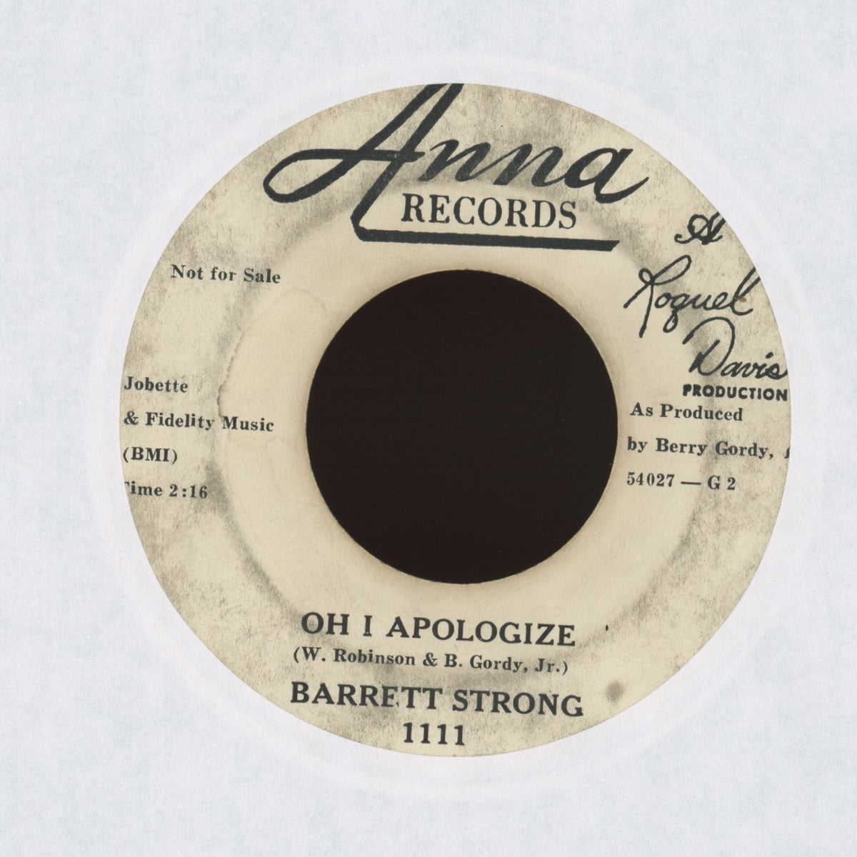 Barrett Strong - Money (That's What I Want) on Anna Records - Promo R&B 45