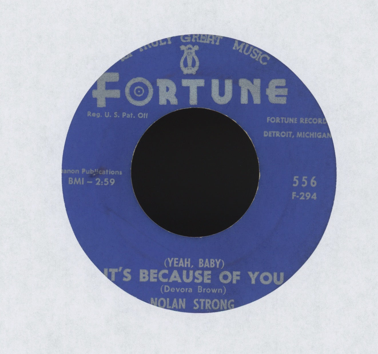Nolan Strong - (Yeah Baby) It's Because Of You on Fortune R&B Doo Wop 45