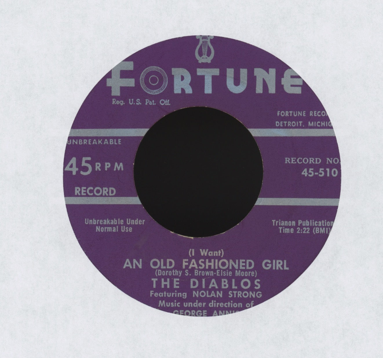 The Diablos featuring Nolan Strong - Adios My Desert Love on Fortune R&B Doo Wop 45