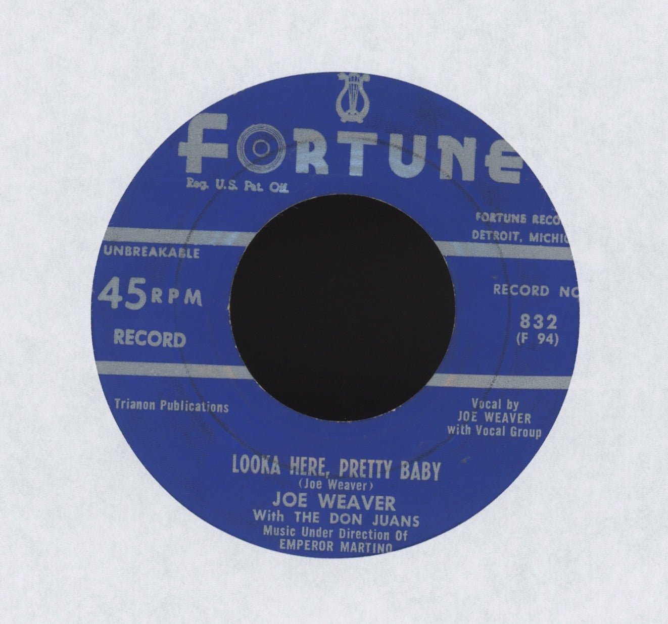 Joe Weaver With The Don Juans - Looka Here Pretty Baby on Fortune R&B Doo Wop 45