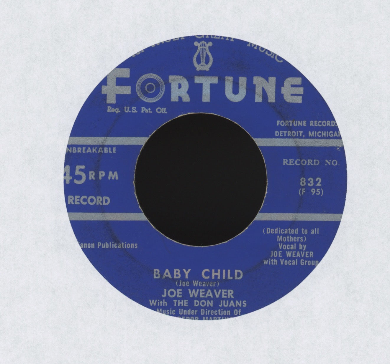 Joe Weaver With The Don Juans - Looka Here Pretty Baby on Fortune R&B Doo Wop 45