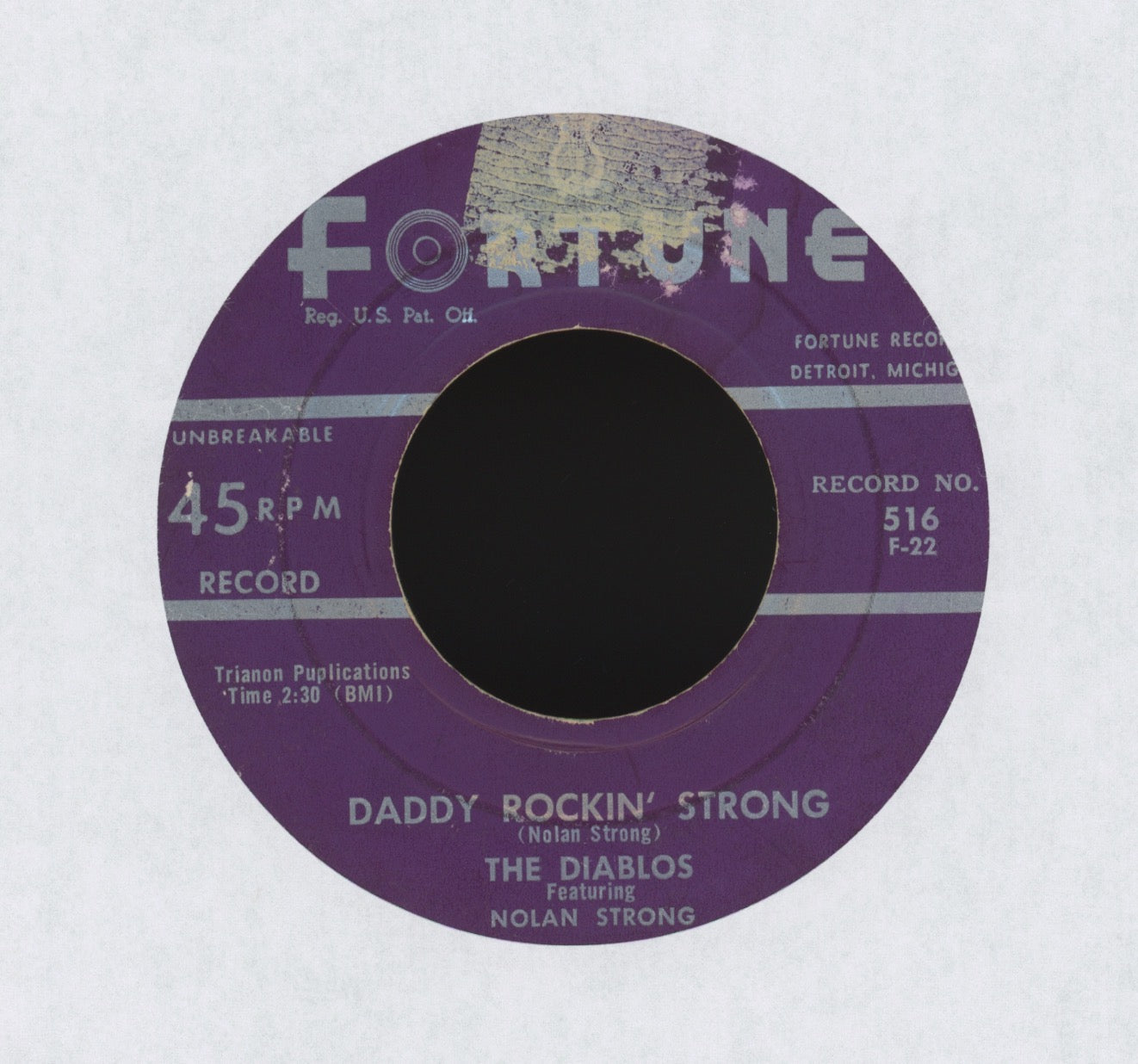 The Diablos featuring Nolan Strong - Daddy Rockin' Strong on Fortune R&B Doo Wop Rocker 45