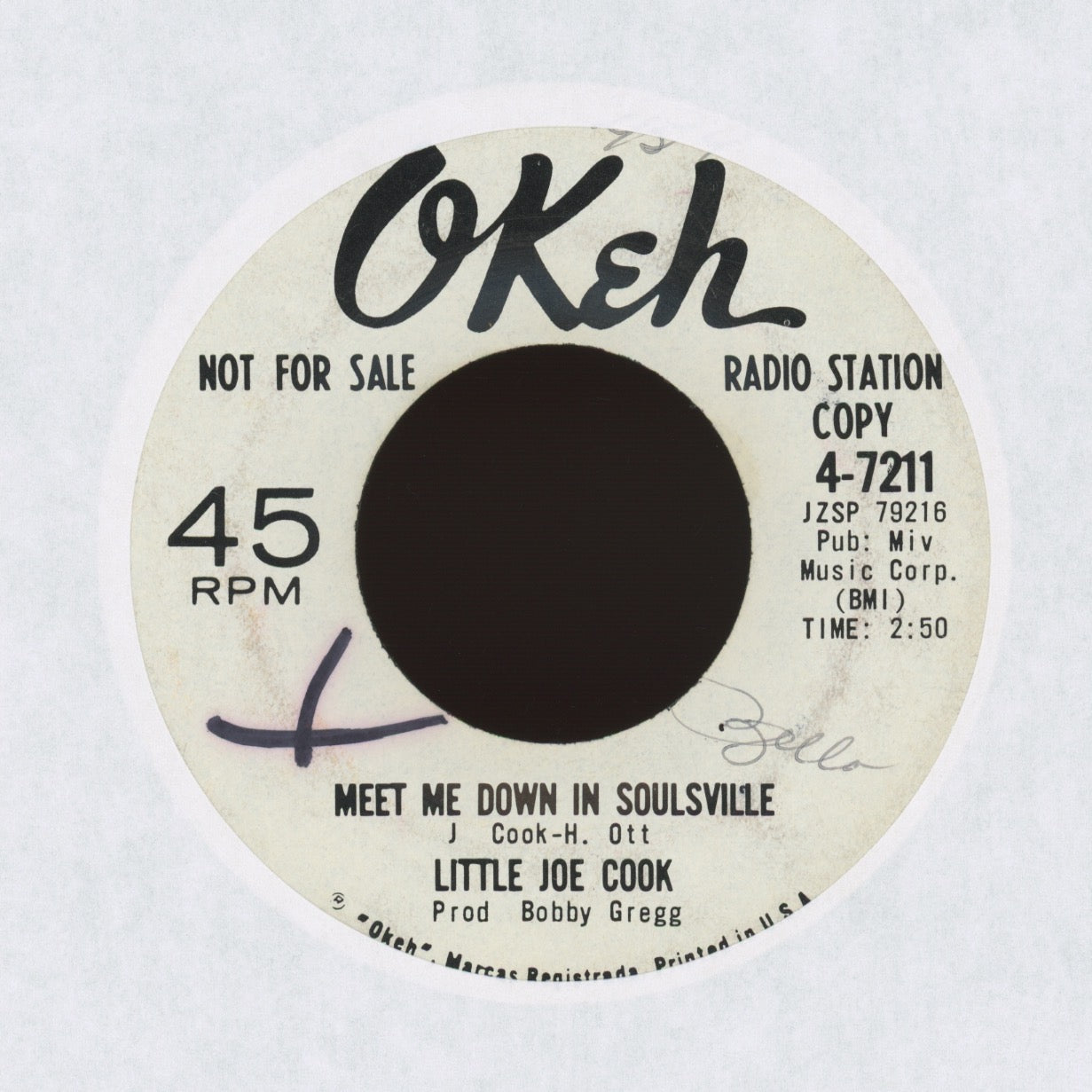 Little Joe Cook - Meet Me Down In Soulsville on Okeh - Promo Northern Soul 45