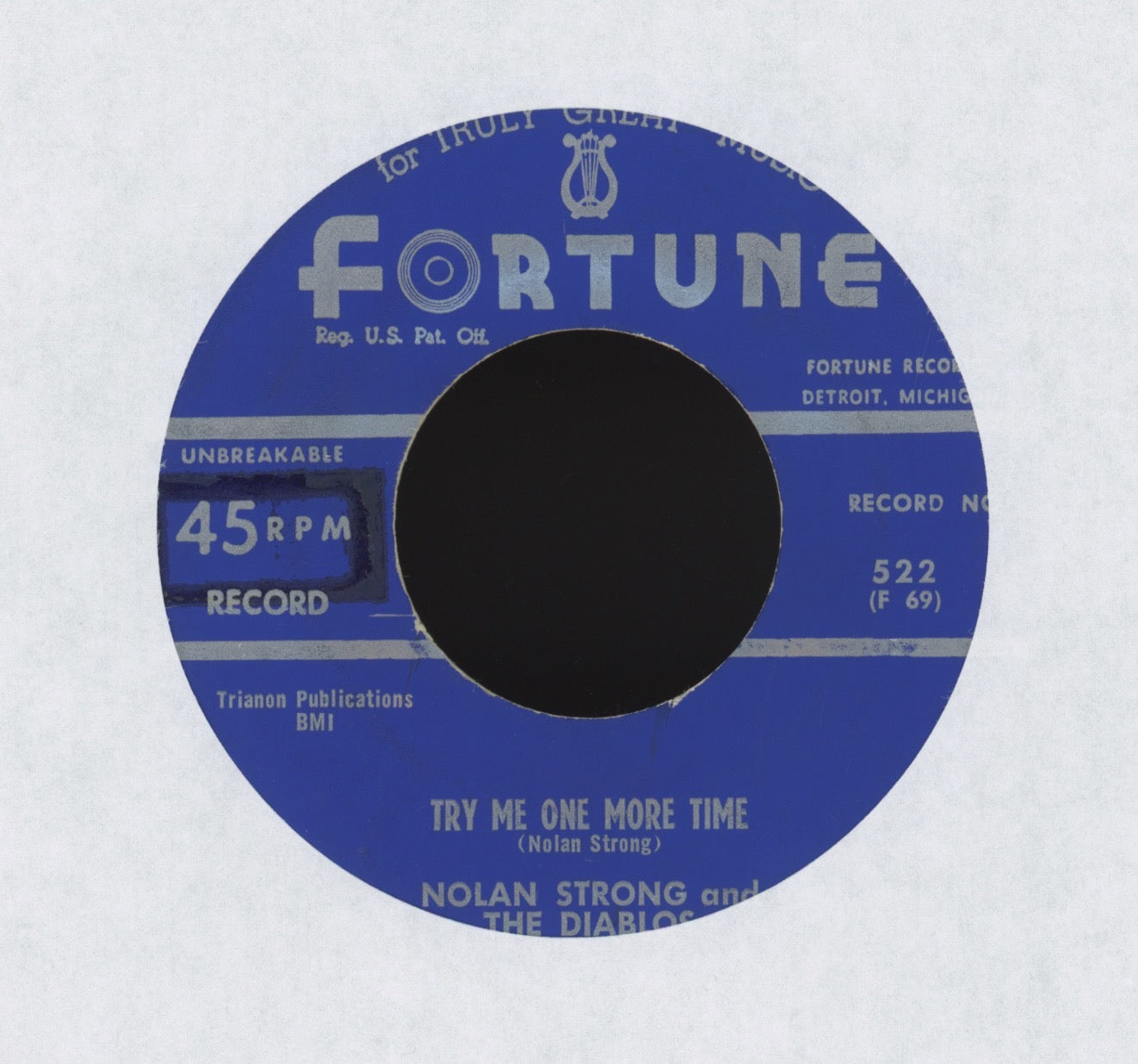 Nolan Strong & The Diablos - A Teardrop From Heaven / Try Me One More Time on Fortune R&B Doo Wop 45