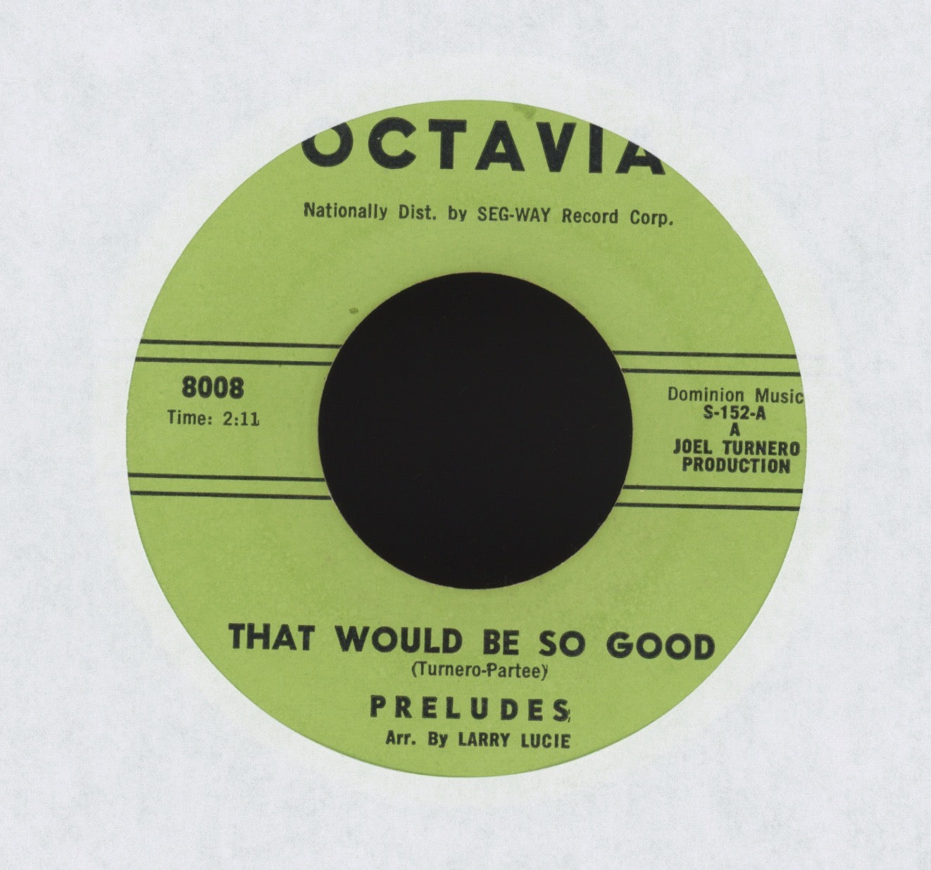 The Preludes - That Would Be So Good / A Place For You (In My Heart) on Octavia Northern Soul Doo Wop 45