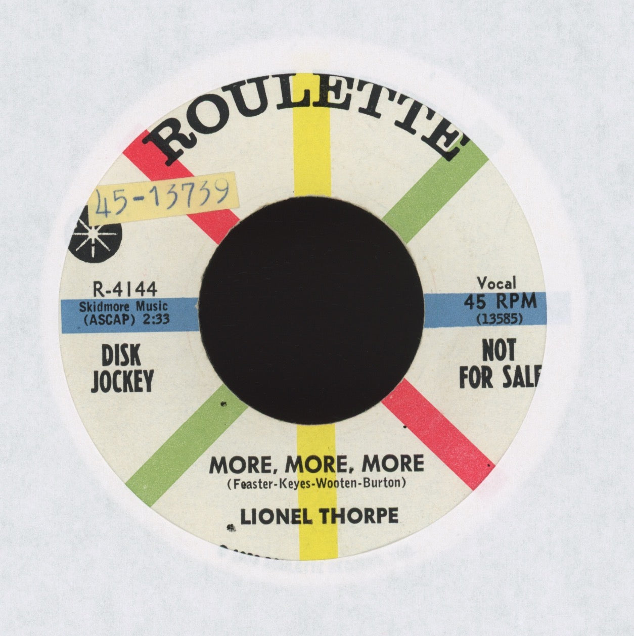 Lionel Thorpe - More More More on Roulette Promo R&B Doo Wop 45