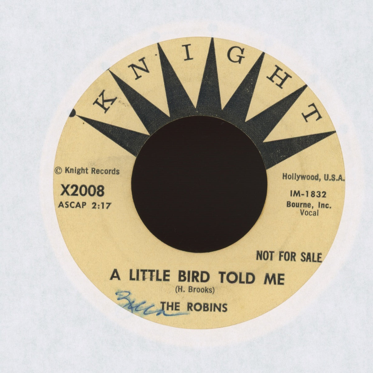 The Robins - It's Never Too Late on Knight - Promo R&B Doo Wop 45