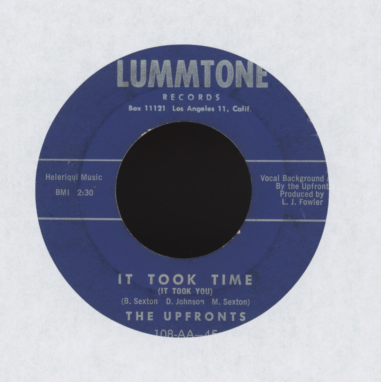The Upfronts - It Took Time (It Took You) on Lumtone R&B Doo Wop 45