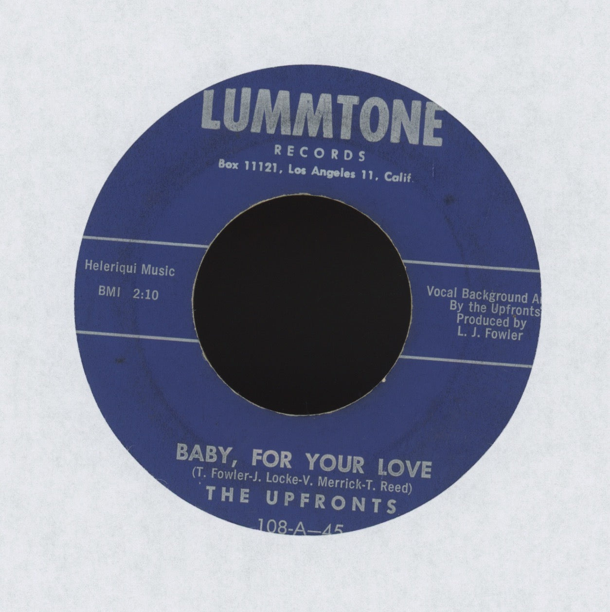 The Upfronts - It Took Time (It Took You) on Lumtone R&B Doo Wop 45