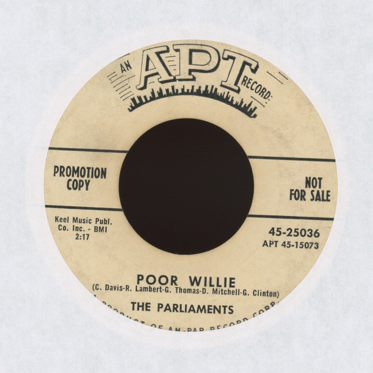 The Parliaments - Poor Willie / Party Boys on APT Records - Promo R&B Doo Wop 45