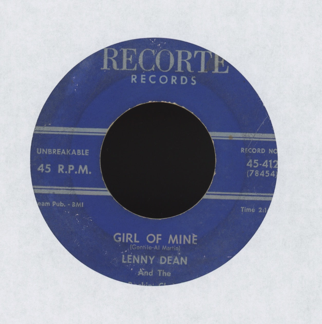 Lenny Dean & The Rockin' Chairs - Girl Of Mine on Recorte Rockabilly Doo Wop 45