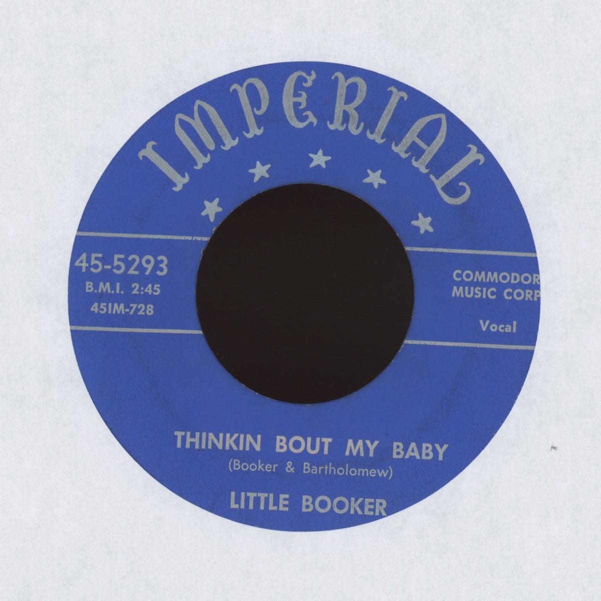 Little Booker - Thinkin Bout My Baby / Doing The Ham Bone on Imperial R&B Blues 45