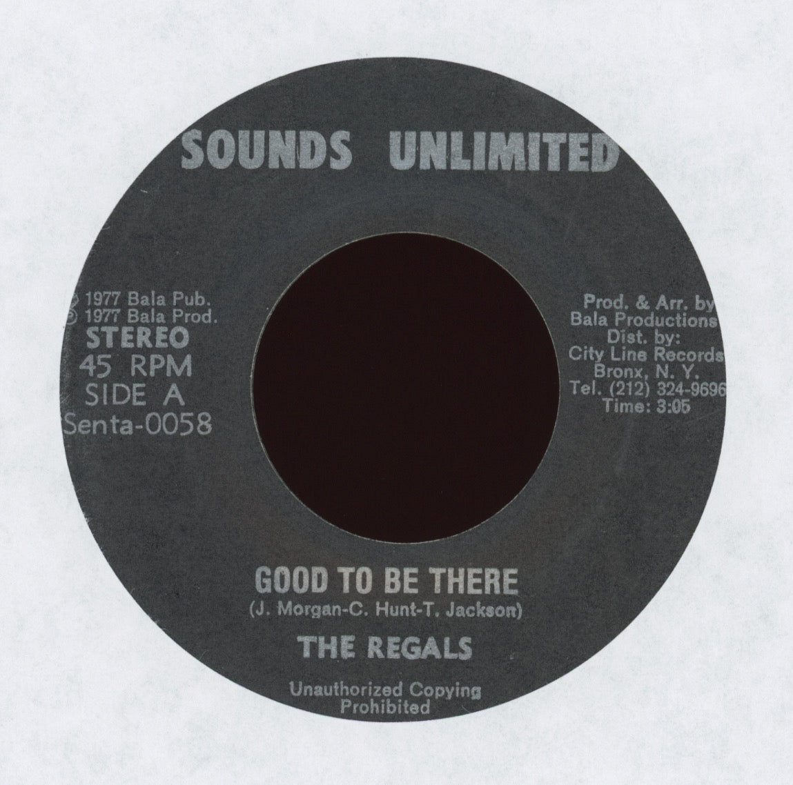 The Regals - Good To Be There on Sounds Unlimited