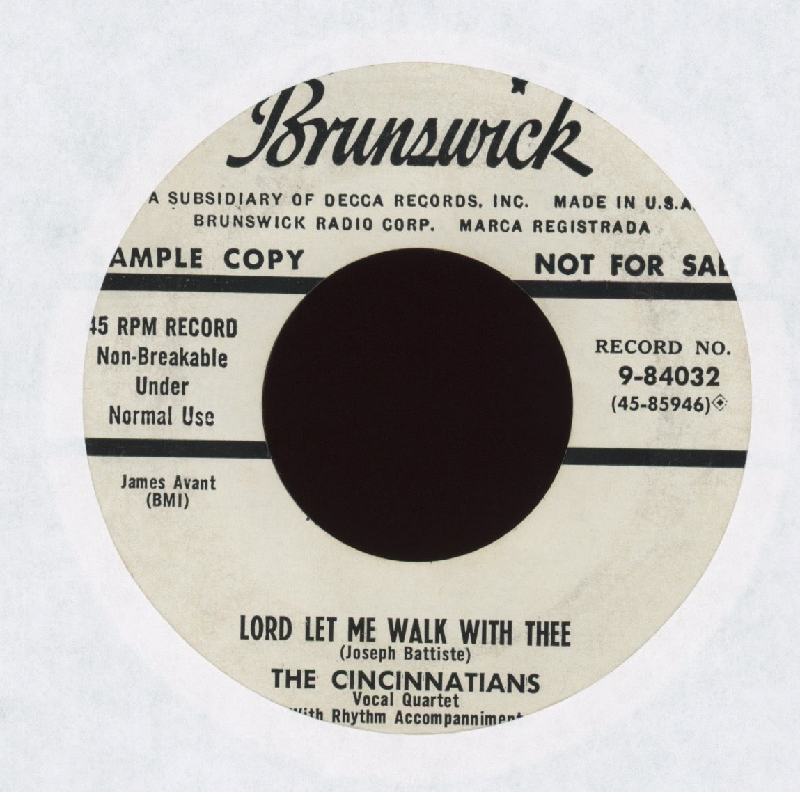 The Cincinnatians - God's Gonna Ride On The Rainy Tide on Brunswick Promo