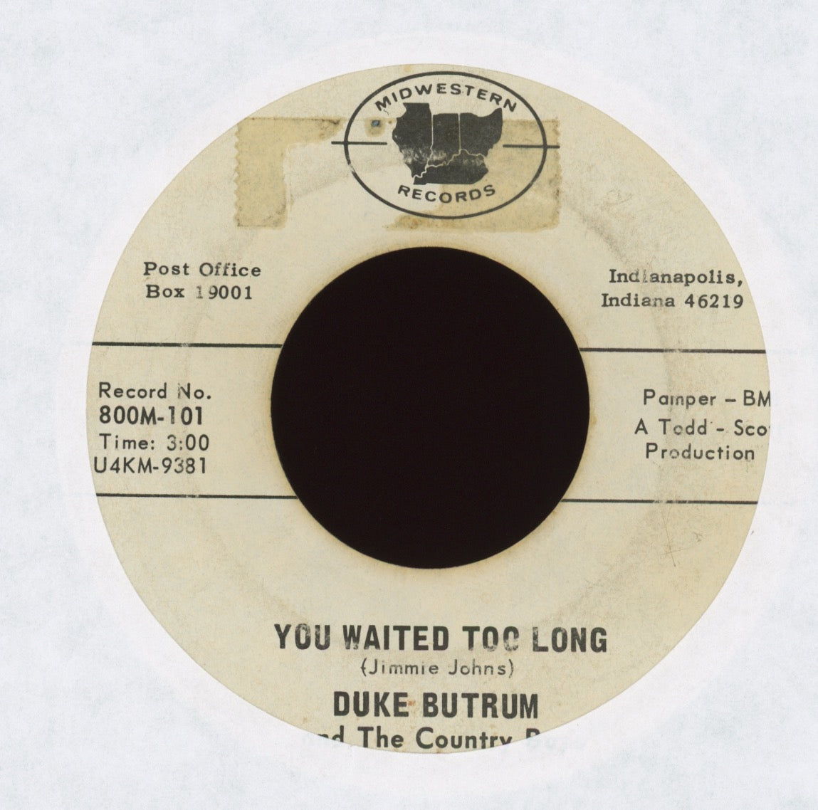 Duke Butrum And The Country Boys - No True Love on Midwestern