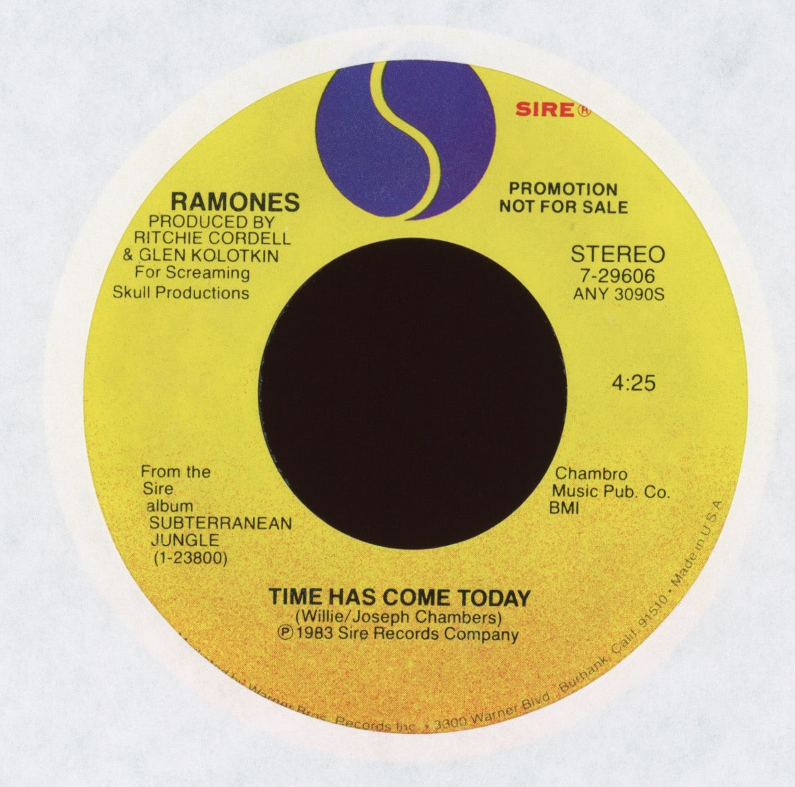 Ramones - Time Has Come Today on Sire Promo