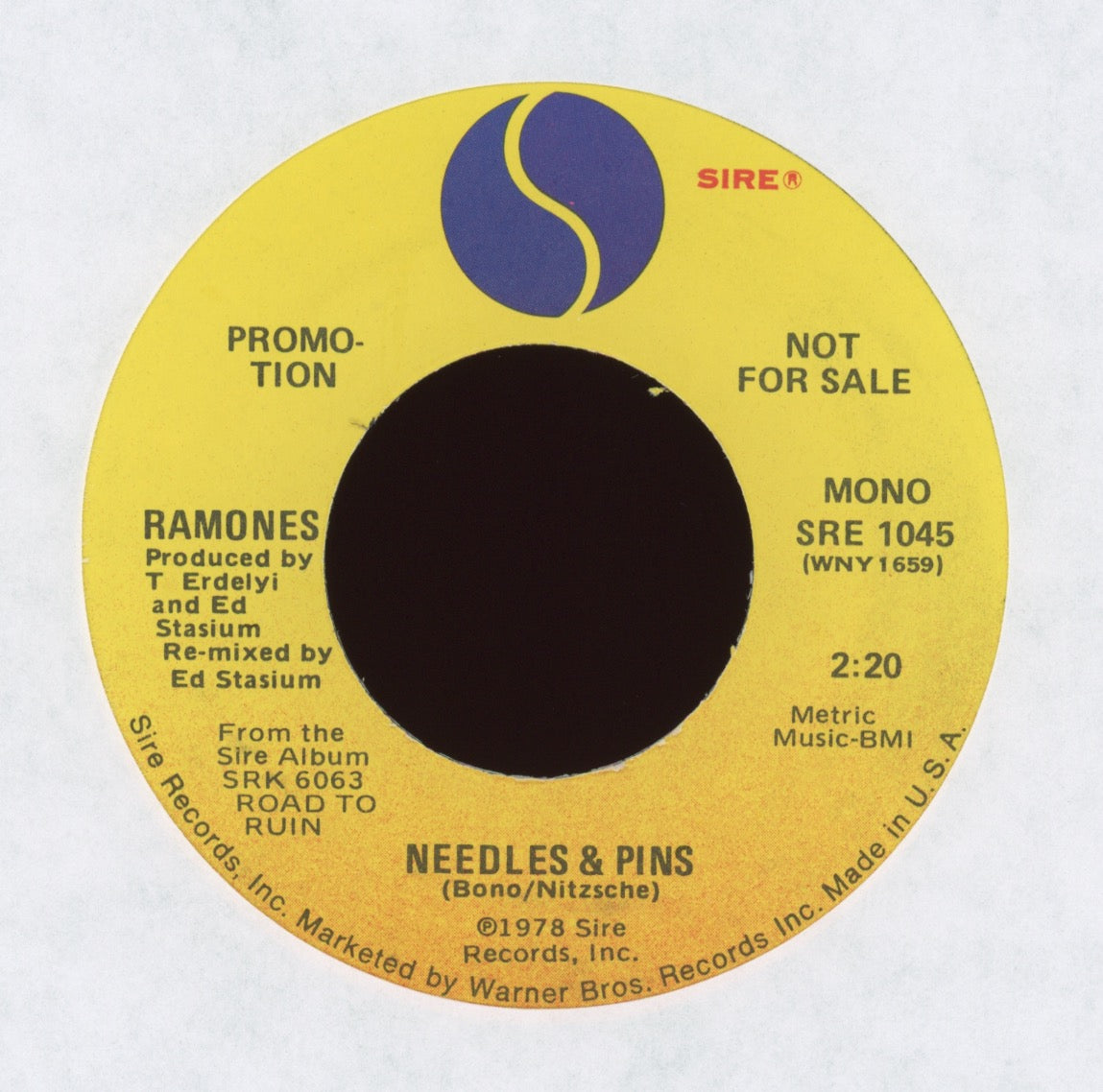 Ramones - Needles & Pins on Sire Promo