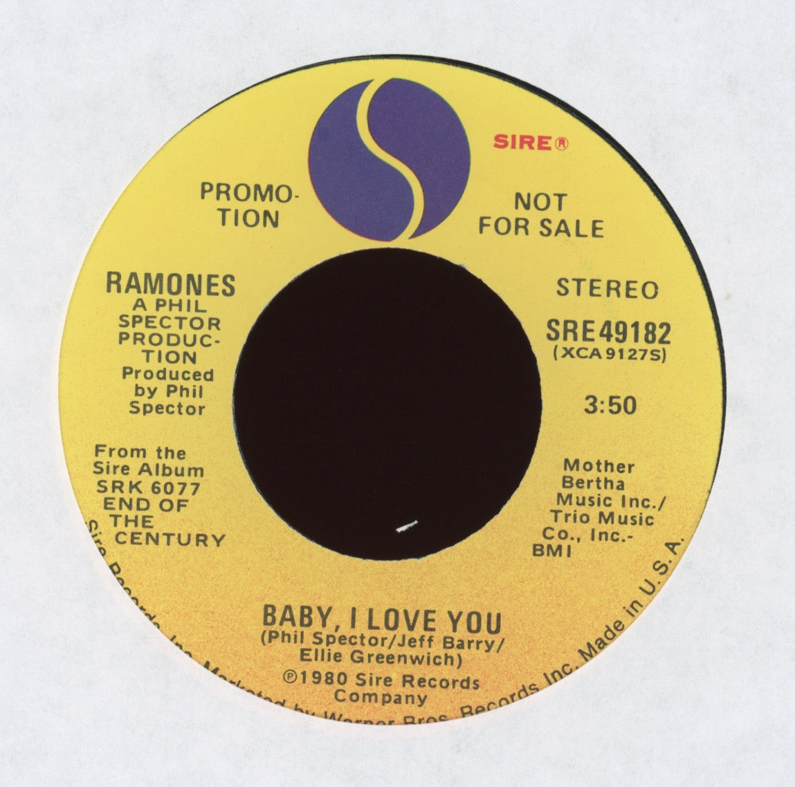Ramones - Baby, I Love You on Sire Promo