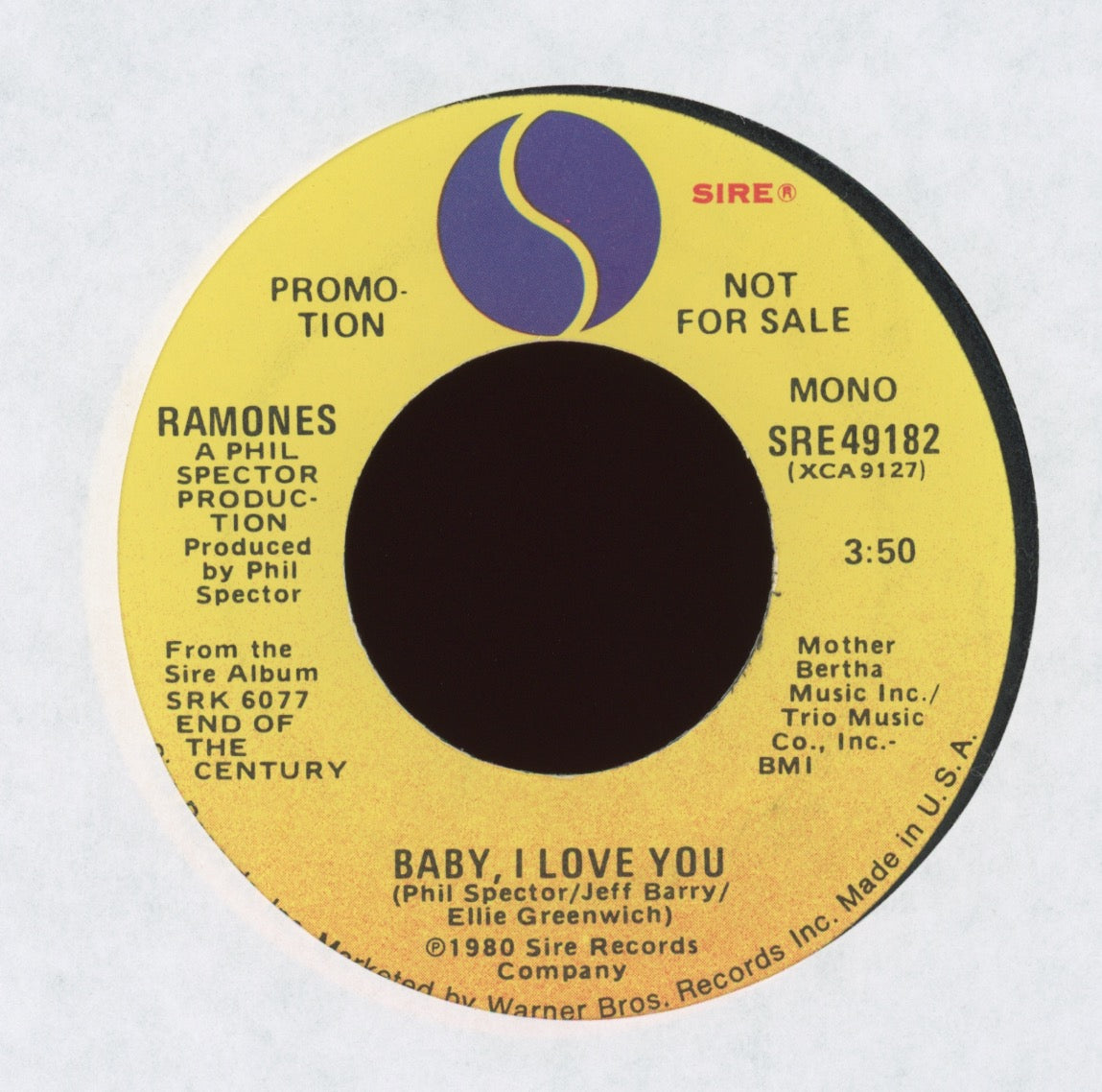 Ramones - Baby, I Love You on Sire Promo