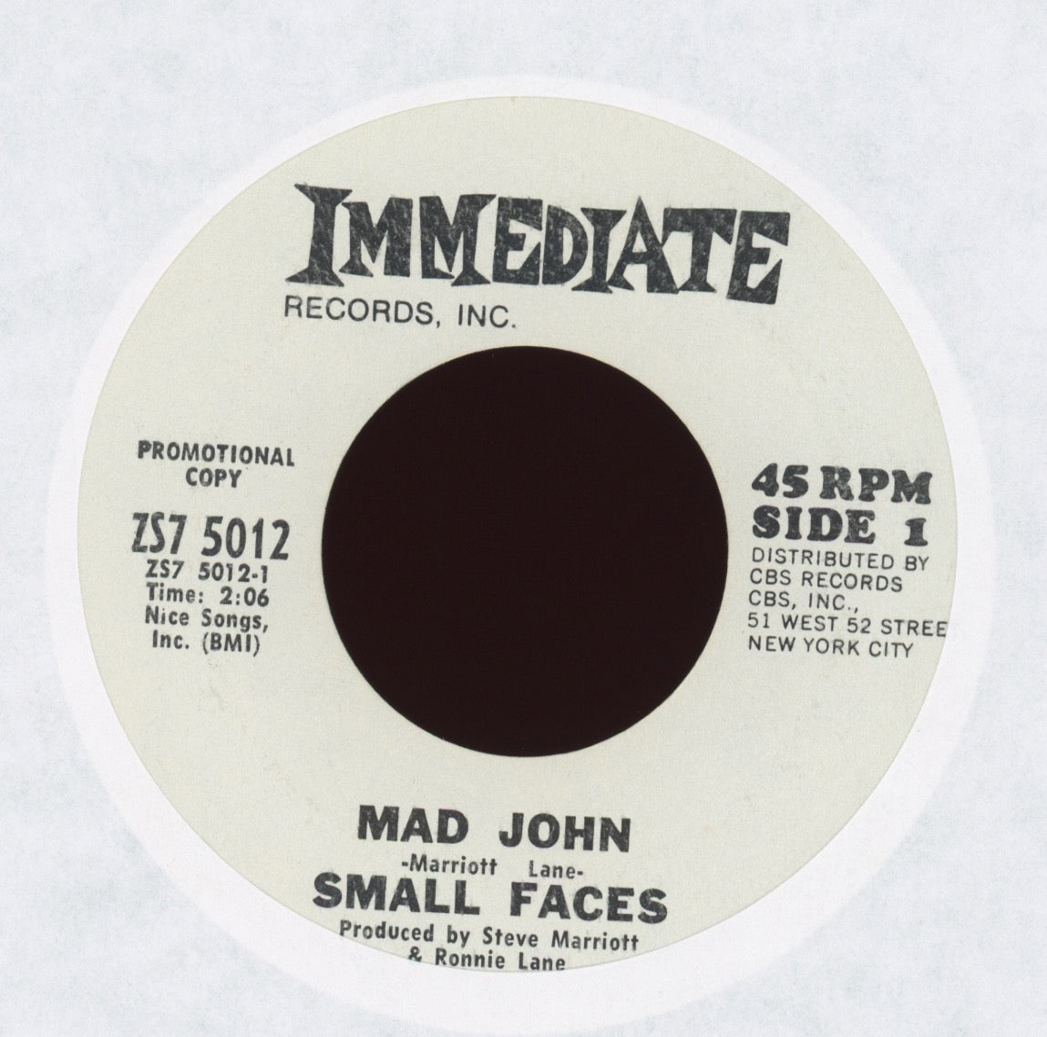Small Faces - Mad John on Immediate Promo