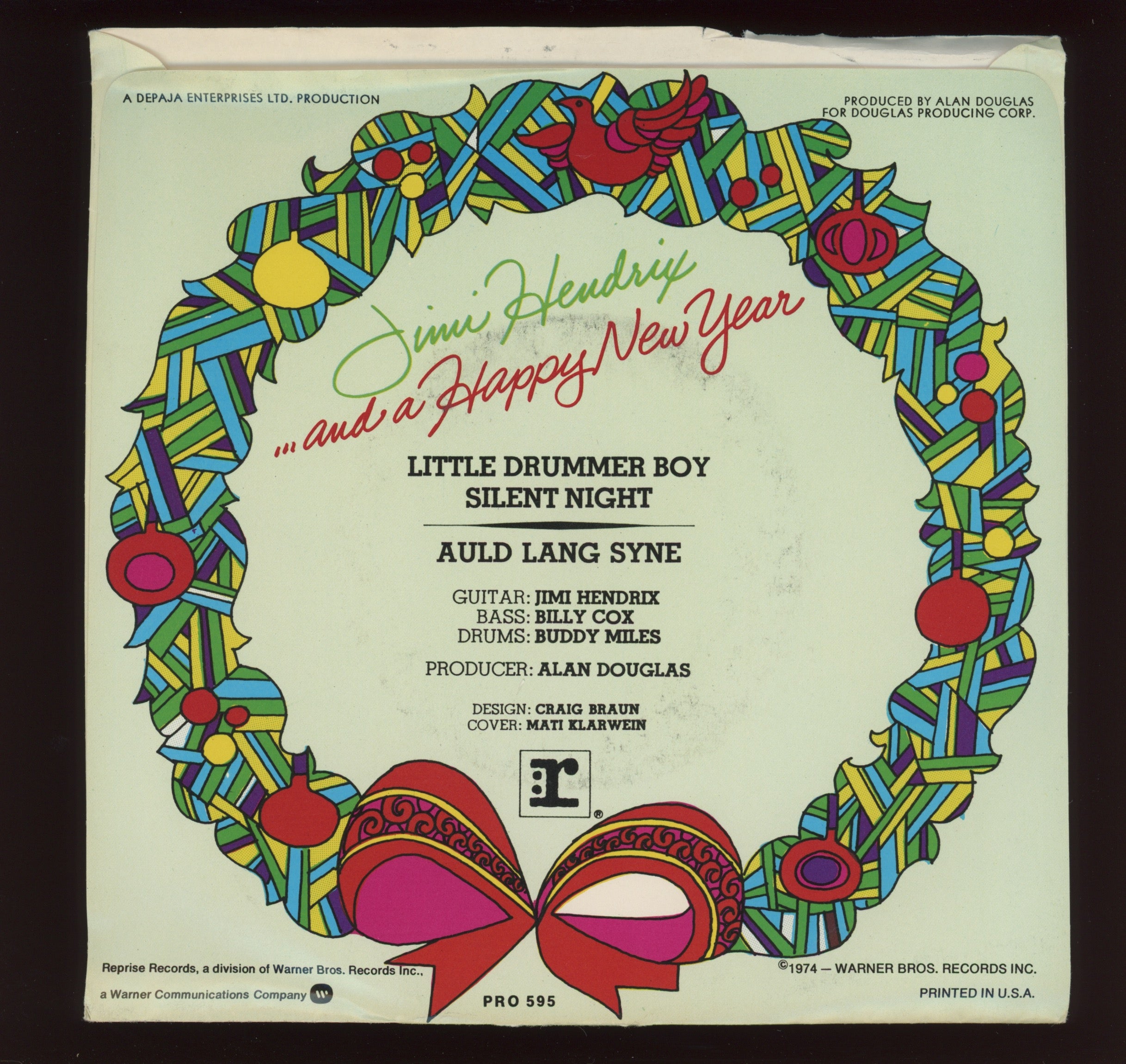 Jimi Hendrix - Medley: The Little Drummer Boy / Silent Night / Auld Lang Syne on Reprise Promo w/ Pic Sleeve