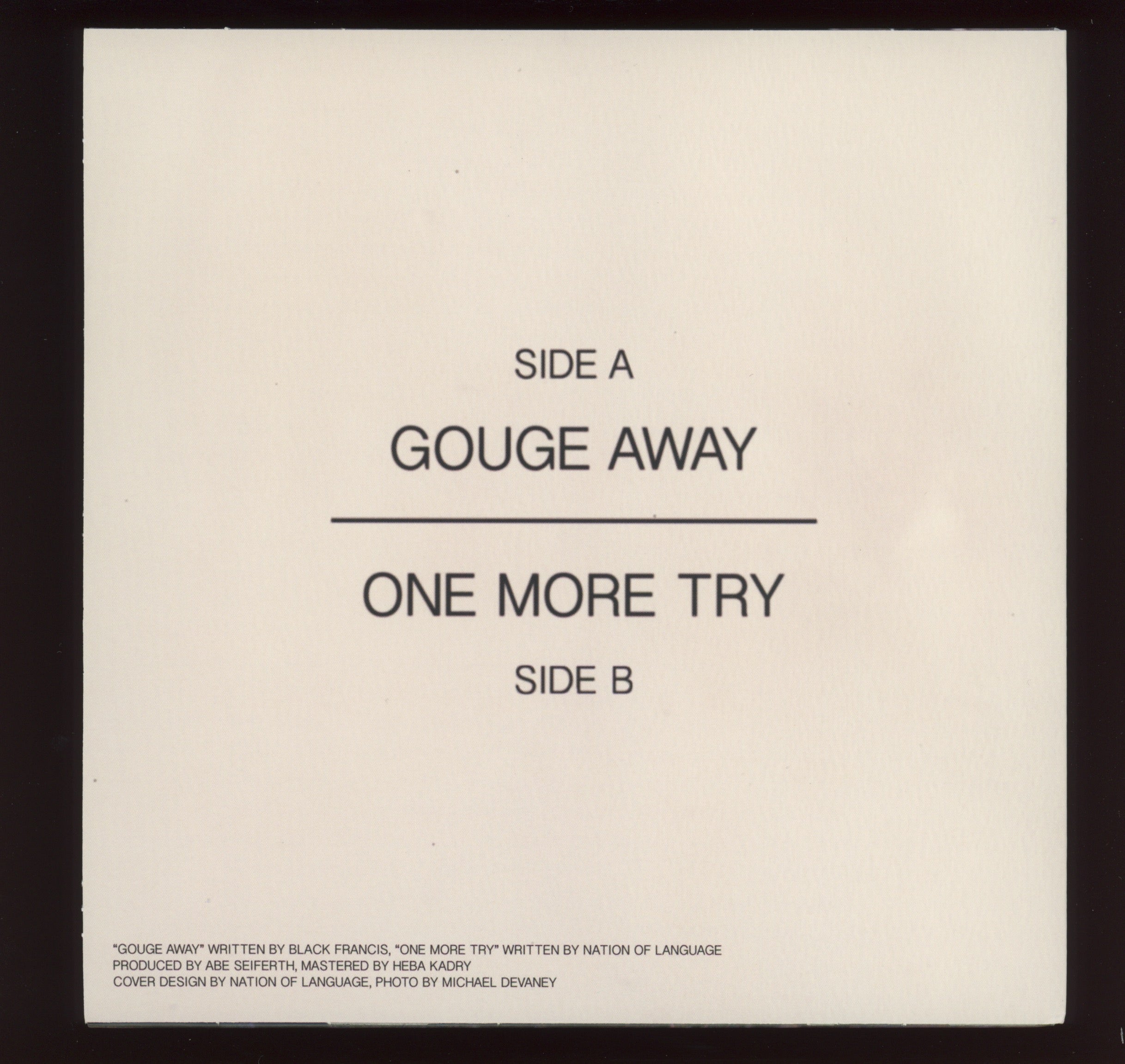 Nation Of Language - Gouge Away / One More Try 7" With Picture Sleeve
