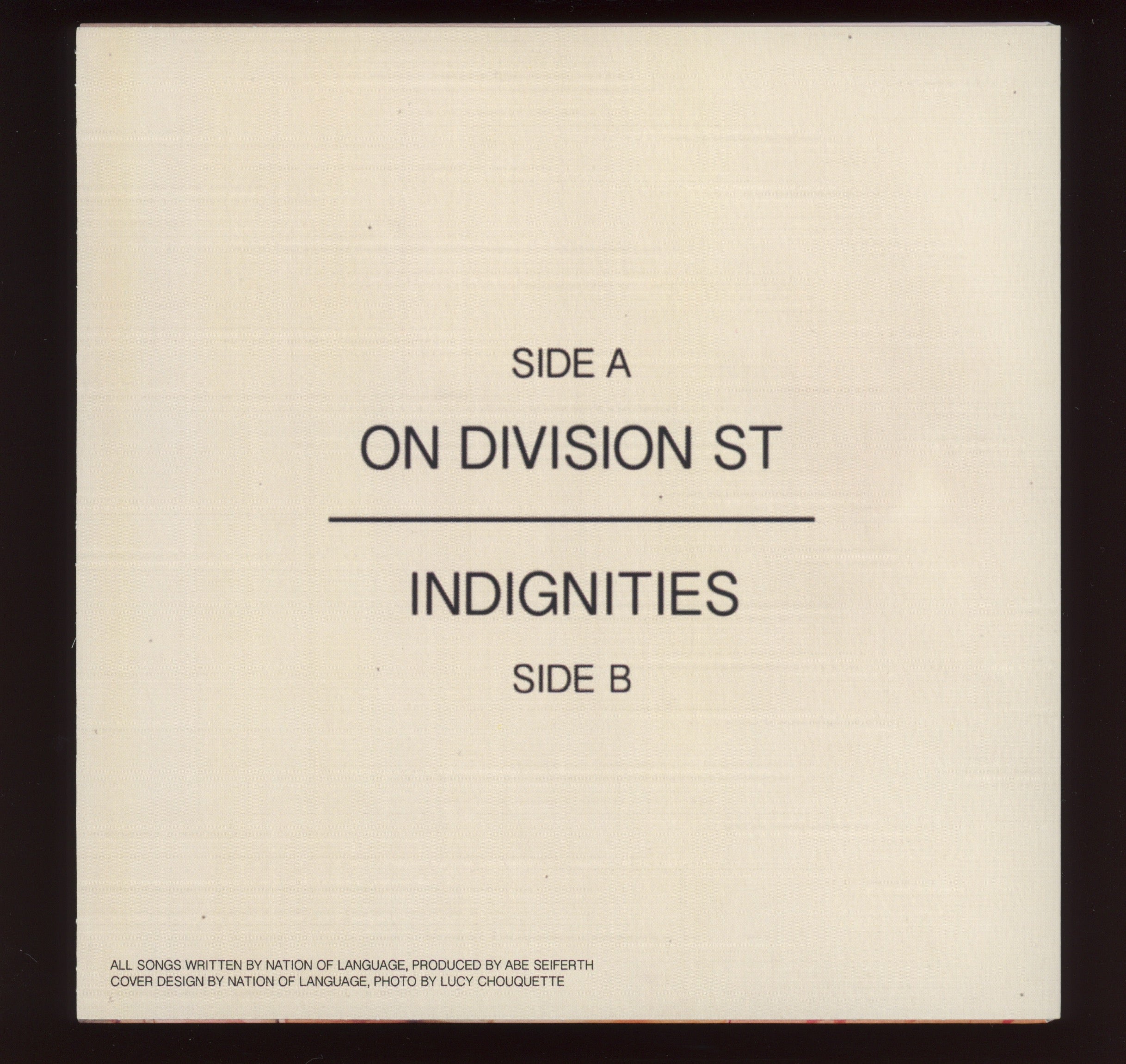 Nation Of Language - On Division St / Indignities 7" With Picture Sleeve