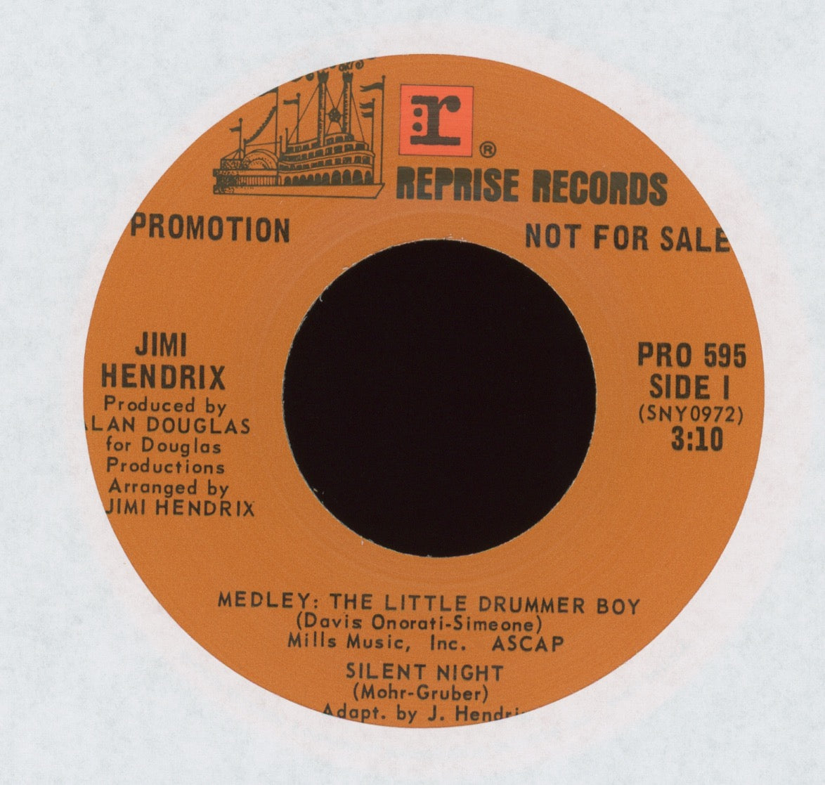 Jimi Hendrix - Medley: The Little Drummer Boy / Silent Night / Auld Lang Syne on Reprise Promo w/ Pic Sleeve
