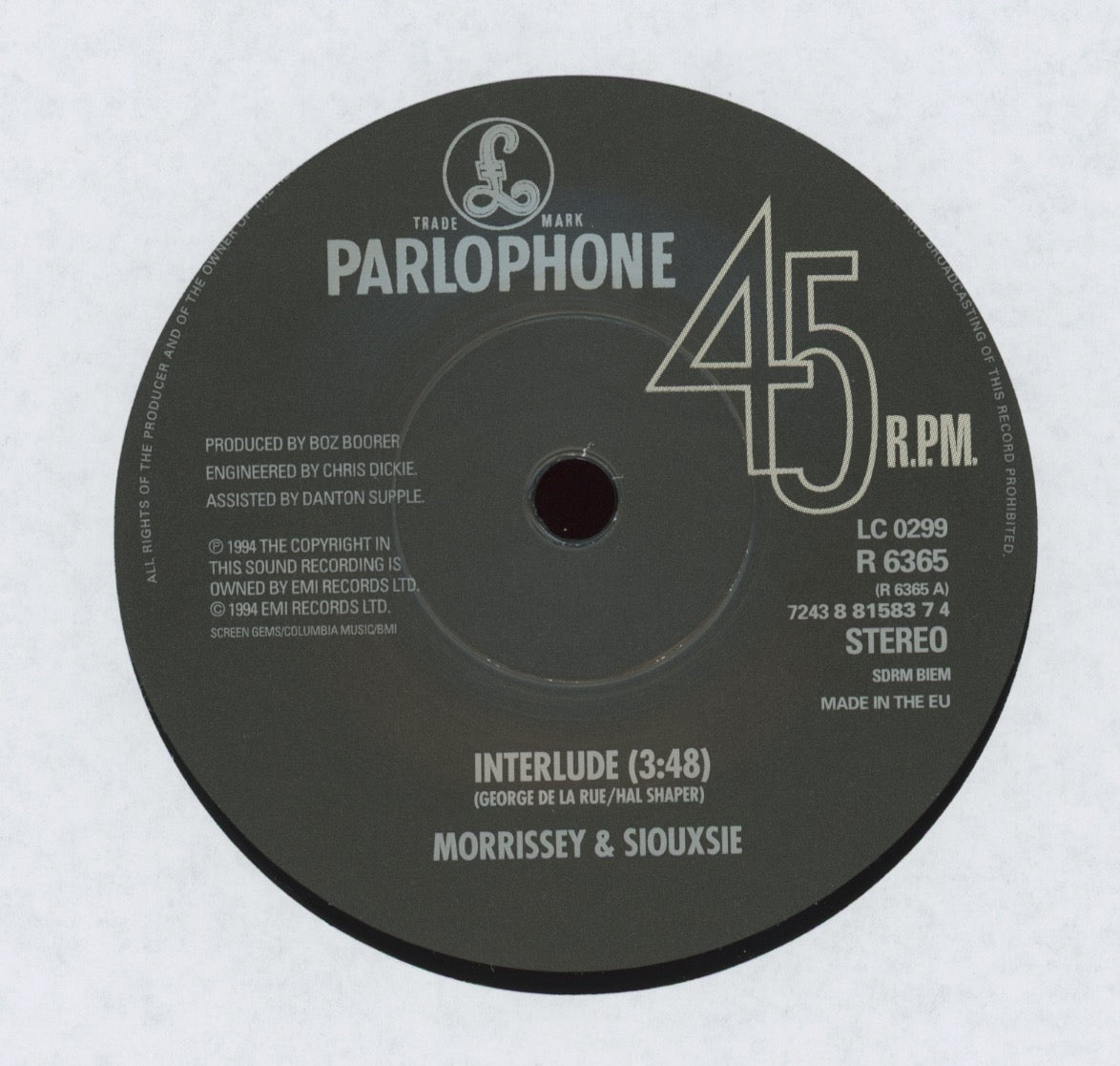 Morrissey - Interlude on Parlophone 7" With Picture Sleeve