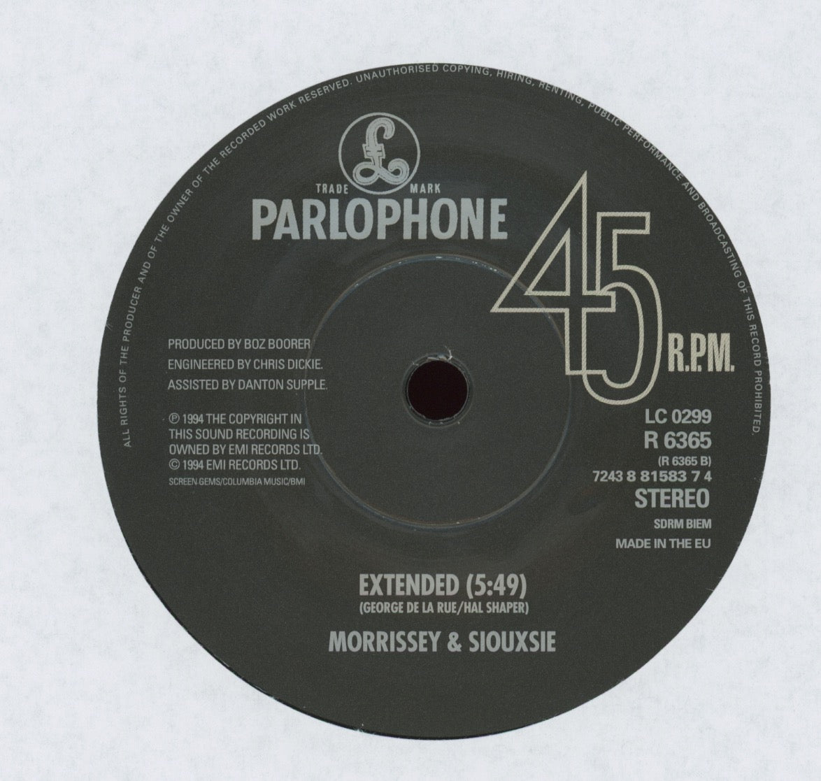 Morrissey - Interlude on Parlophone 7" With Picture Sleeve