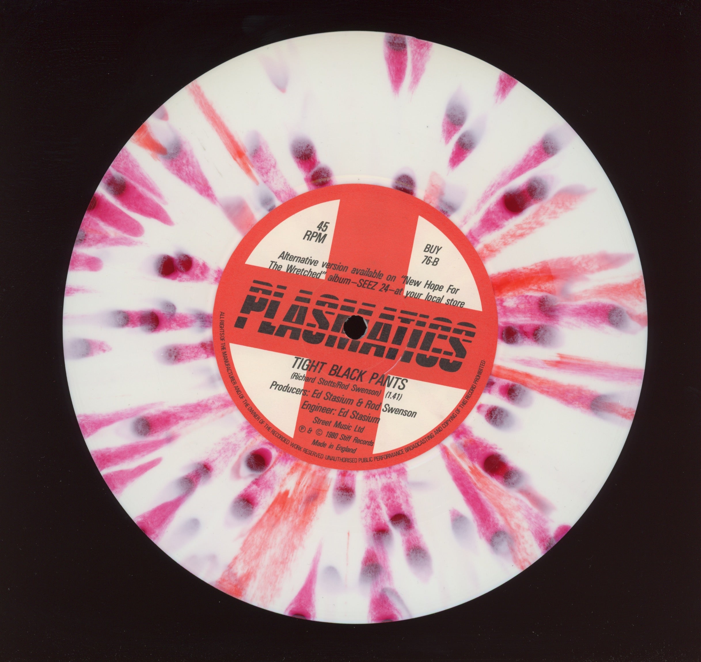 Plasmatics - Butcher Baby on Stiff Splatter Vinyl 7" With Picture Sleeve
