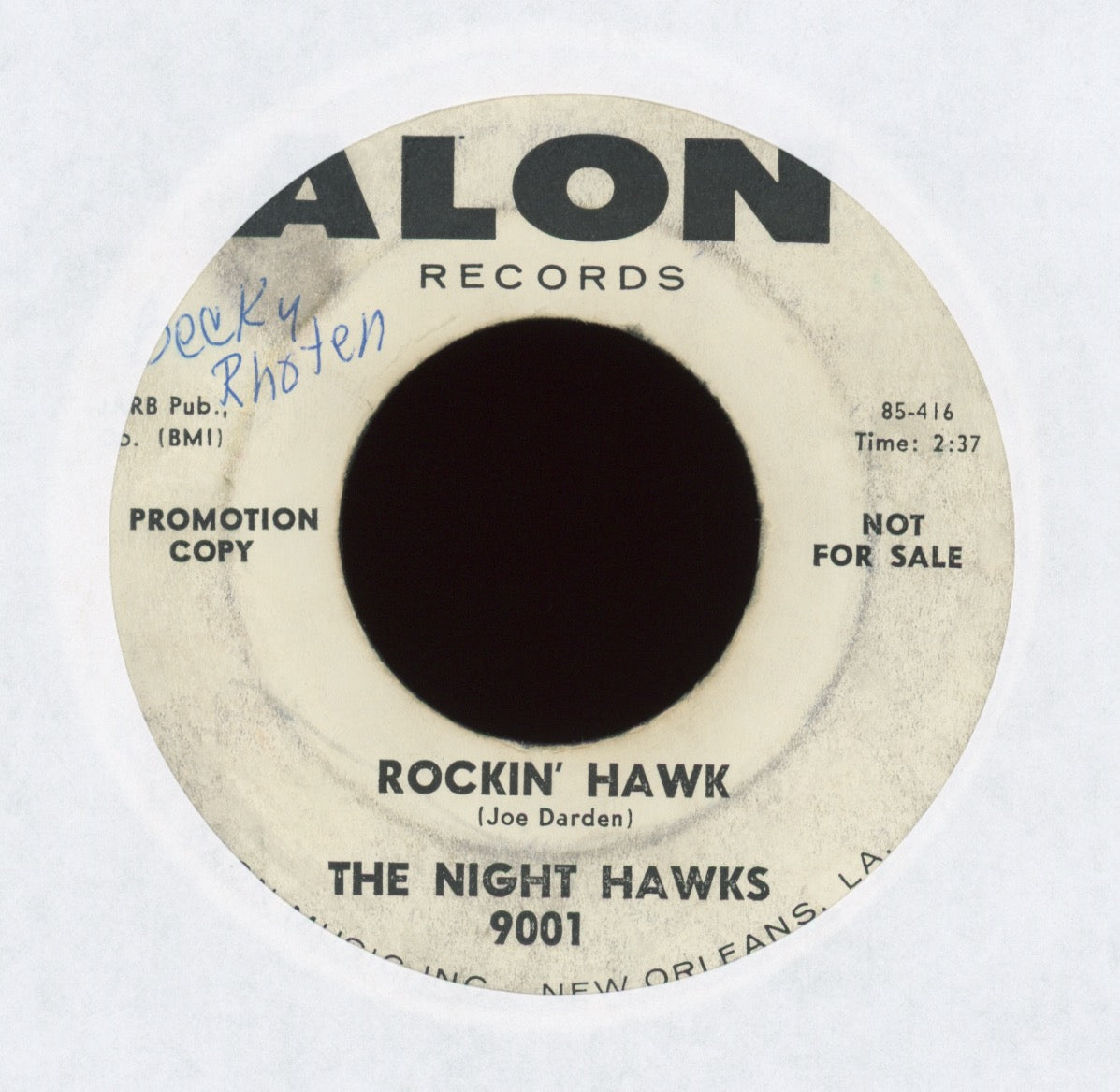 Big Boe & The Night Hawks - Rockin' Hawk on Alon Promo R&B 45