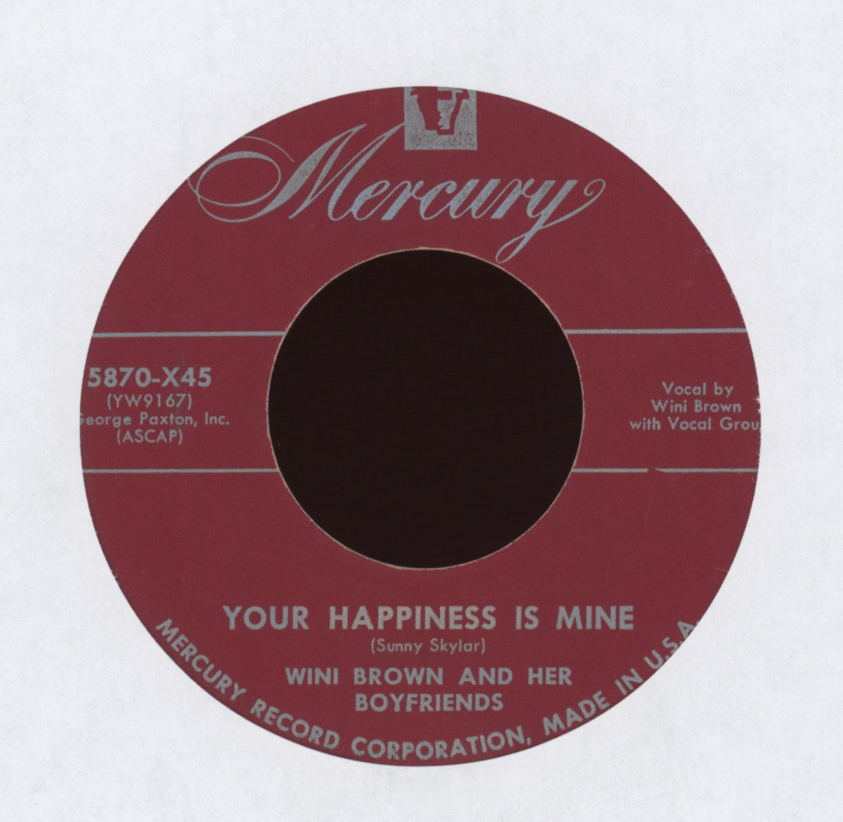 Wini Brown And Her Boyfriends - Your Happiness Is Mine on Mercury R&B Jazz 45