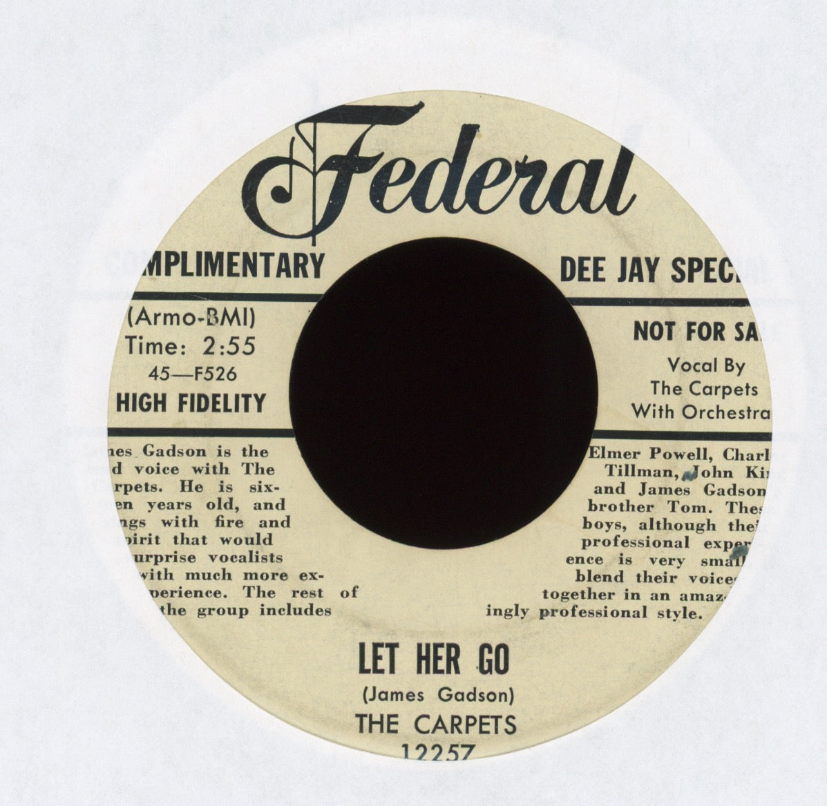 The Carpets - Why Do I on Federal Bio Promo R&B Doo Wop 45