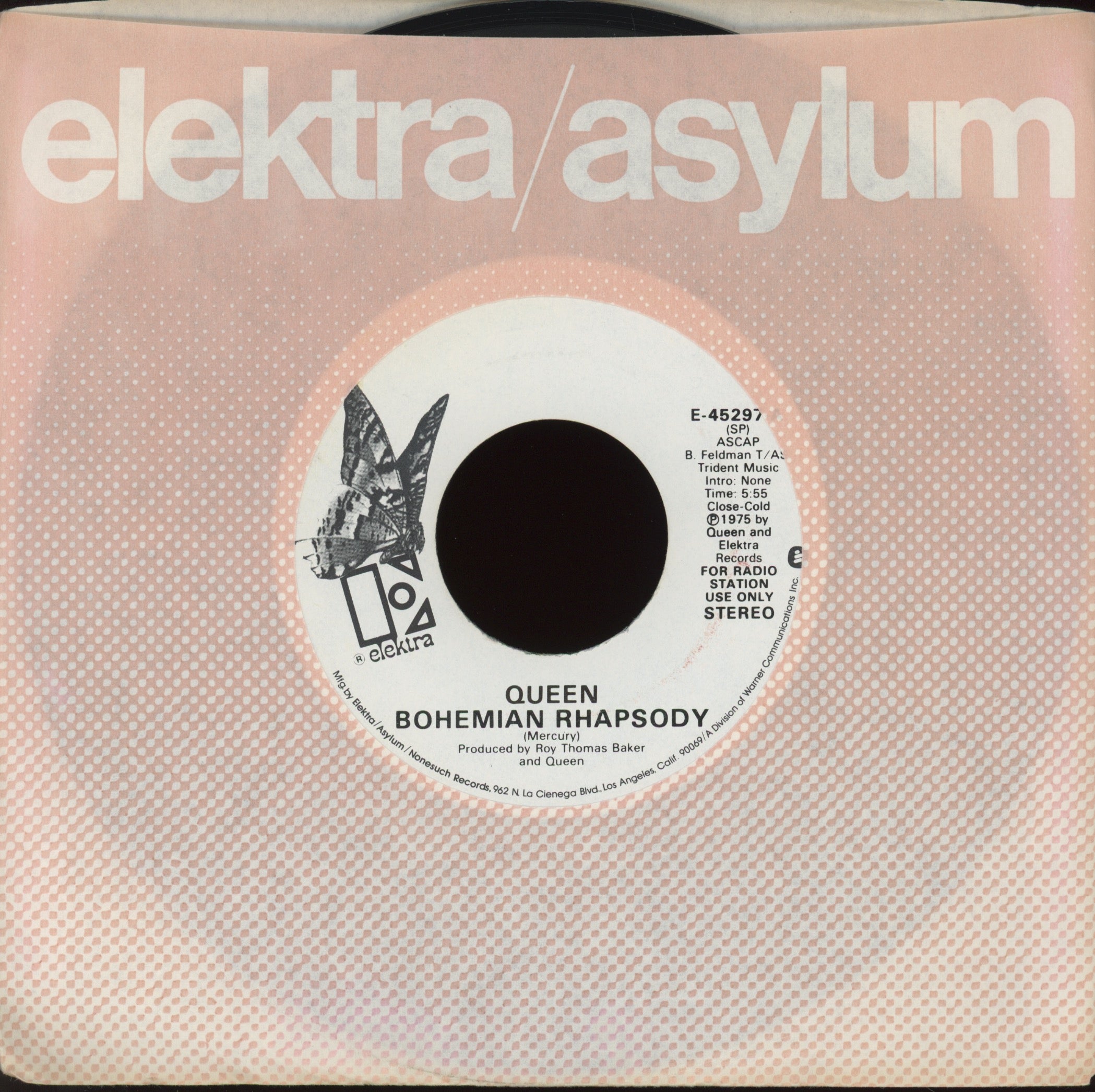 Queen - Bohemian Rhapsody on Elektra Promo Rock 45