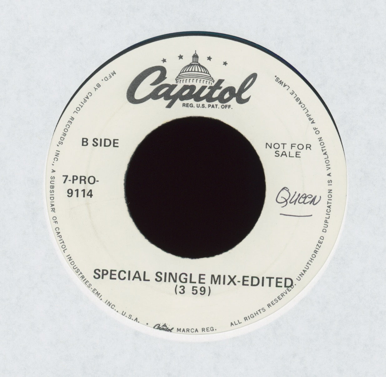 Queen - I Want To Break Free on Capitol Promo Special Single Mix Rock 45
