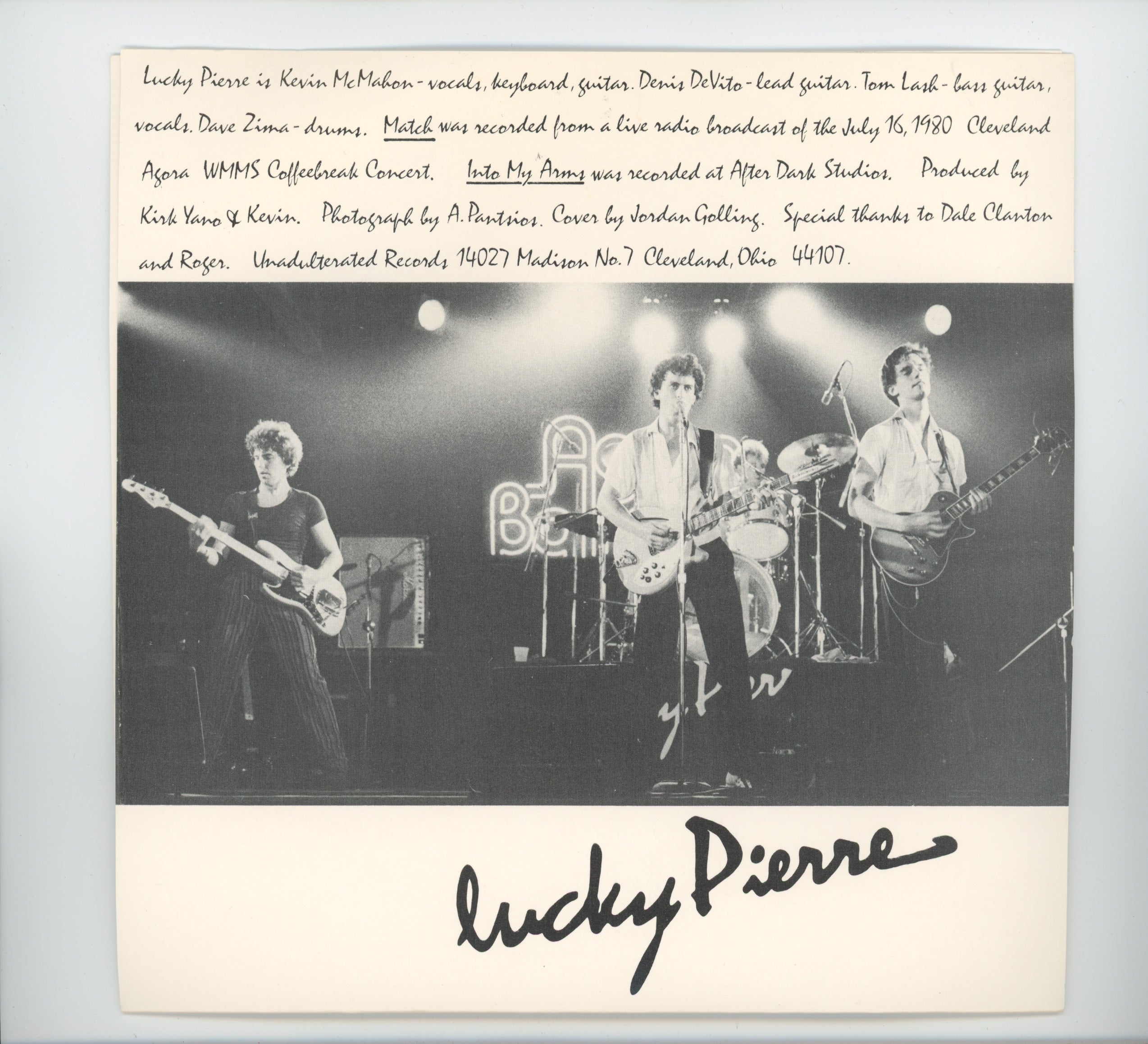 Lucky Pierre - Into My Arms on Unadulterated Private Ohio Punk Power Pop With Pic Sleeve