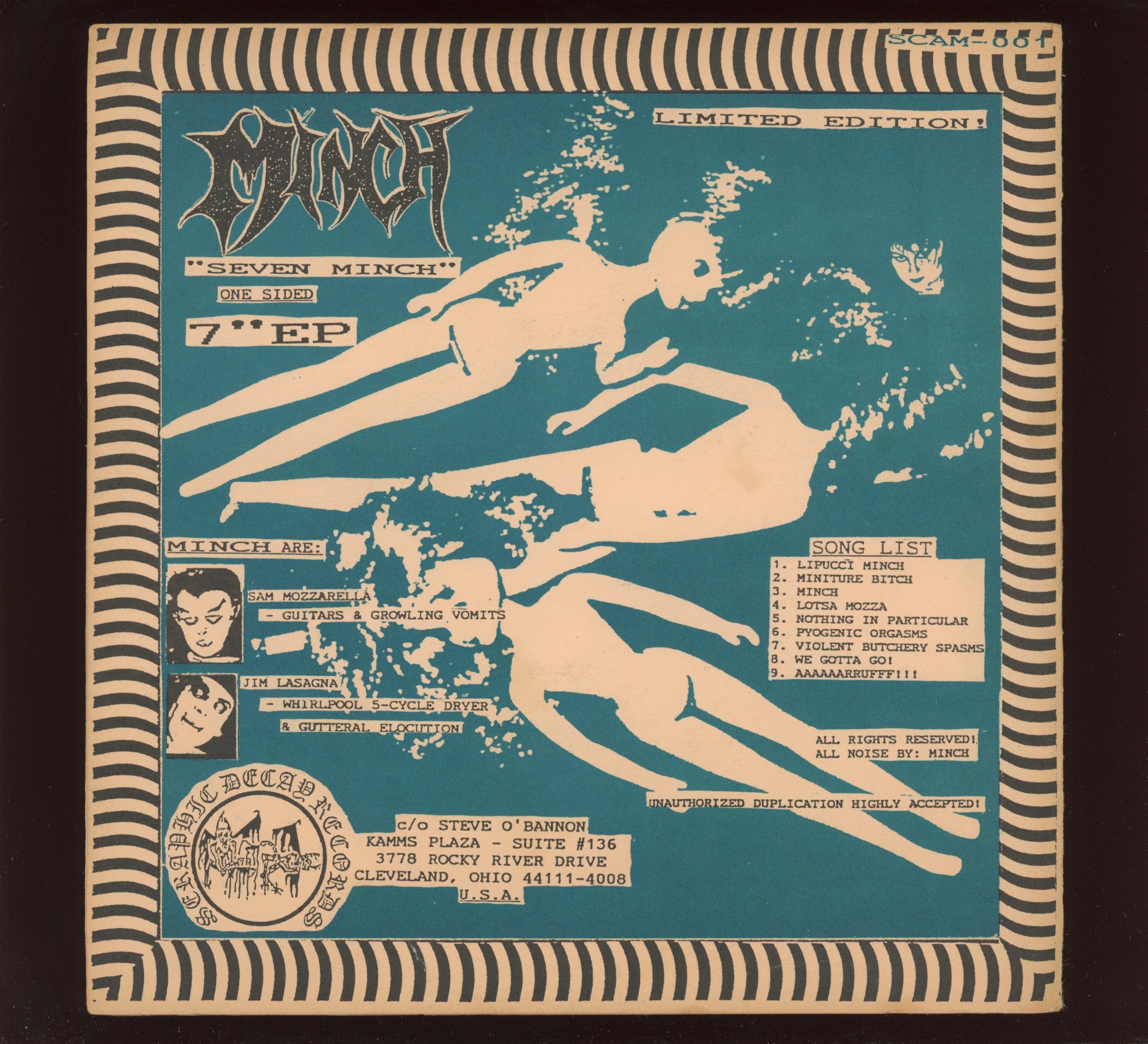 Minch - Seven Minch on Seraphic Decay 7" Clear Vinyl Noisecore With Pic Sleeve