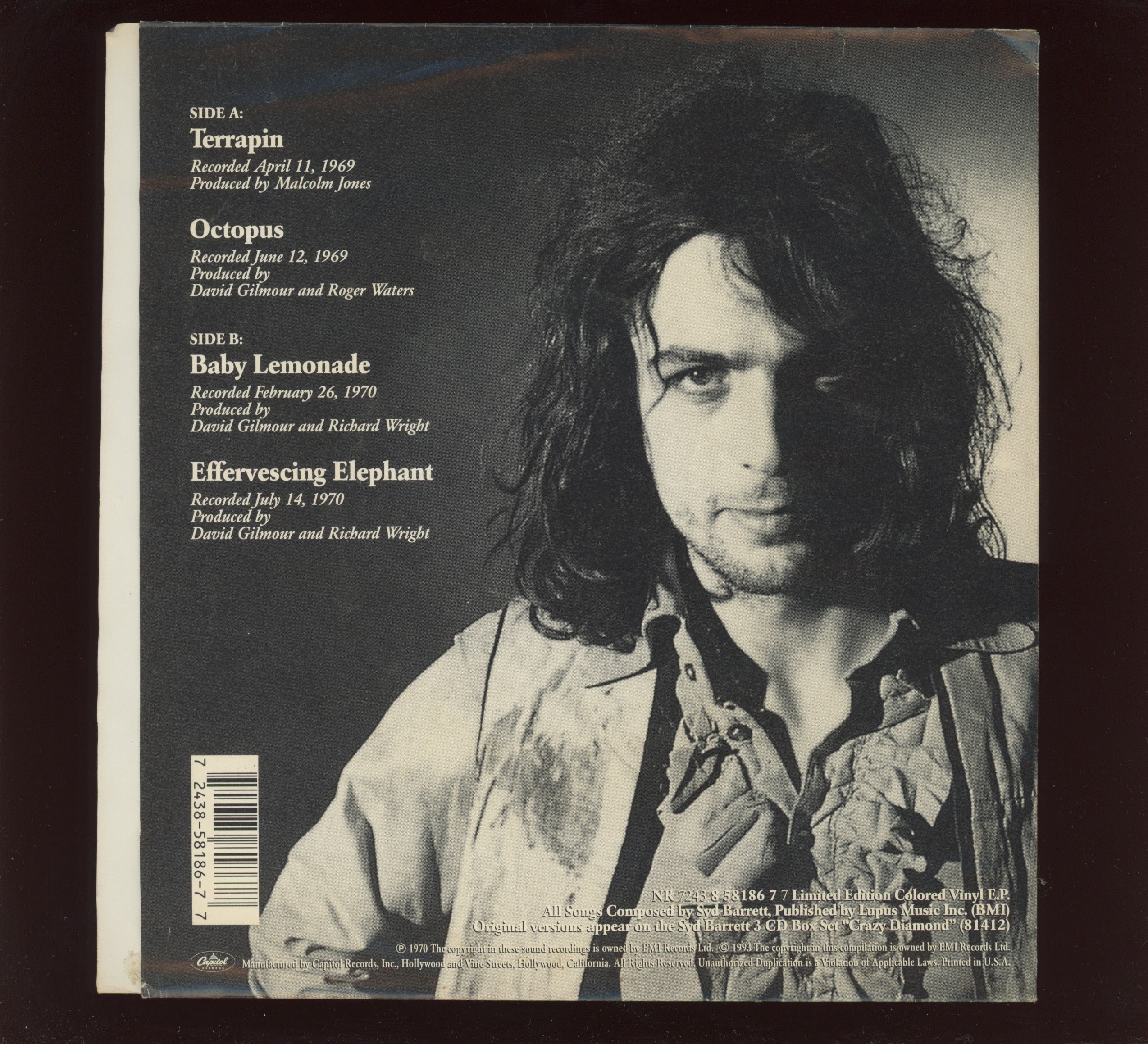 Syd Barrett - Crazy Diamond on Capitol Pink Vinyl 45 With Pic Sleeve