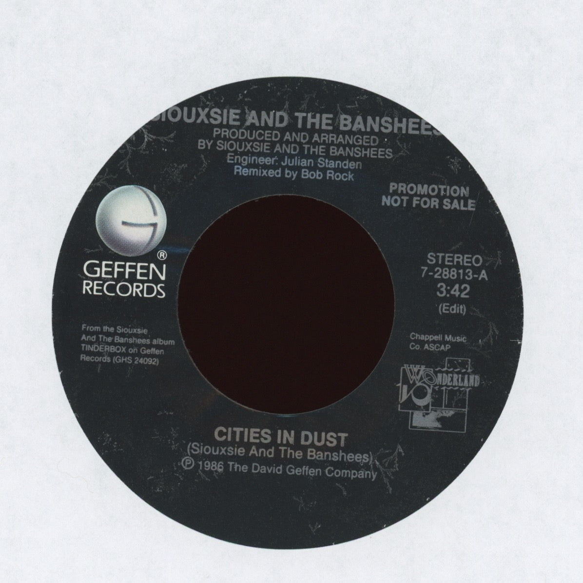 Siouxsie & The Banshees - Cities In Dust on Geffen Promo 45 With Pic Sleeve