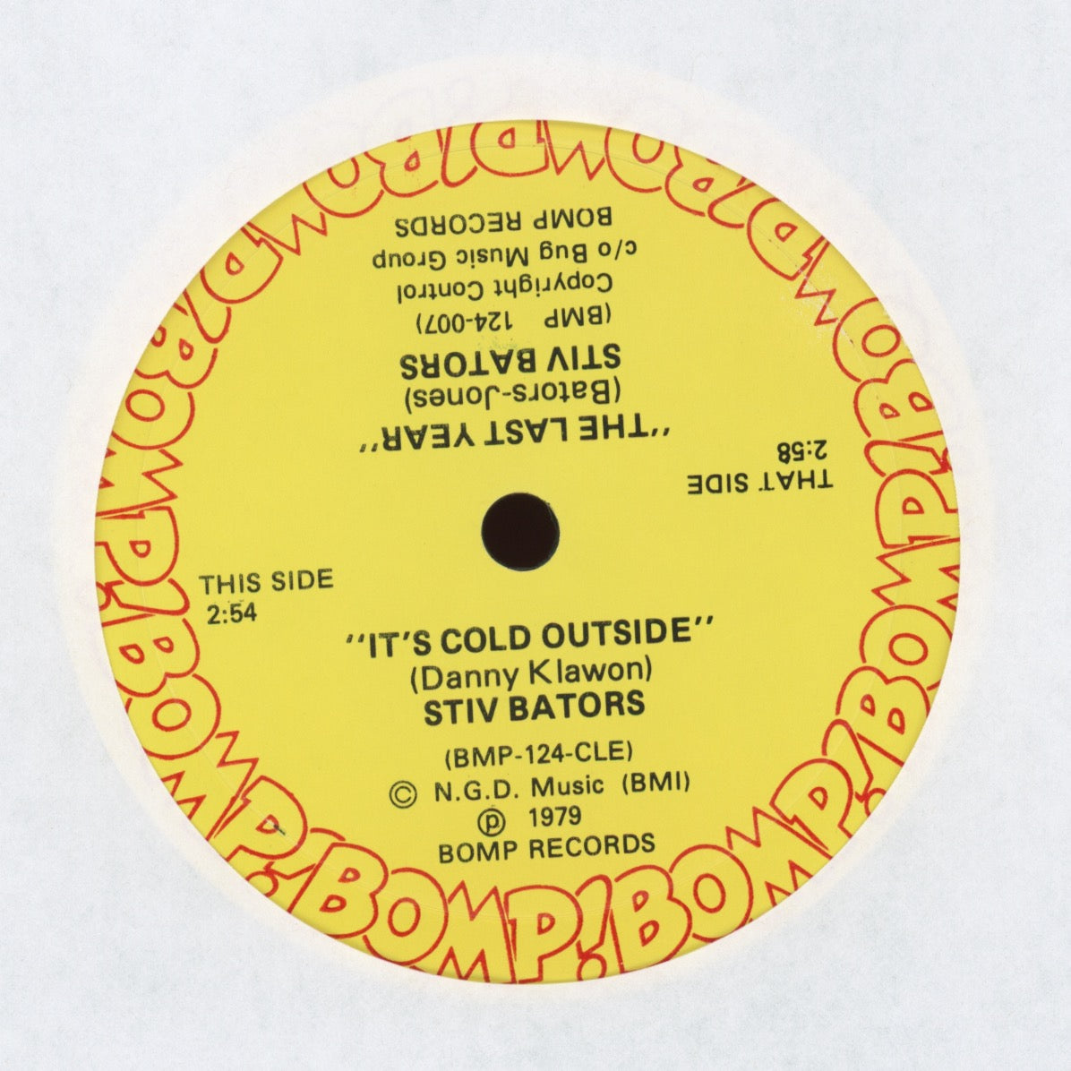 Stiv Bators - It's Cold Outside on BOMP First Press 45 With Pic Sleeve