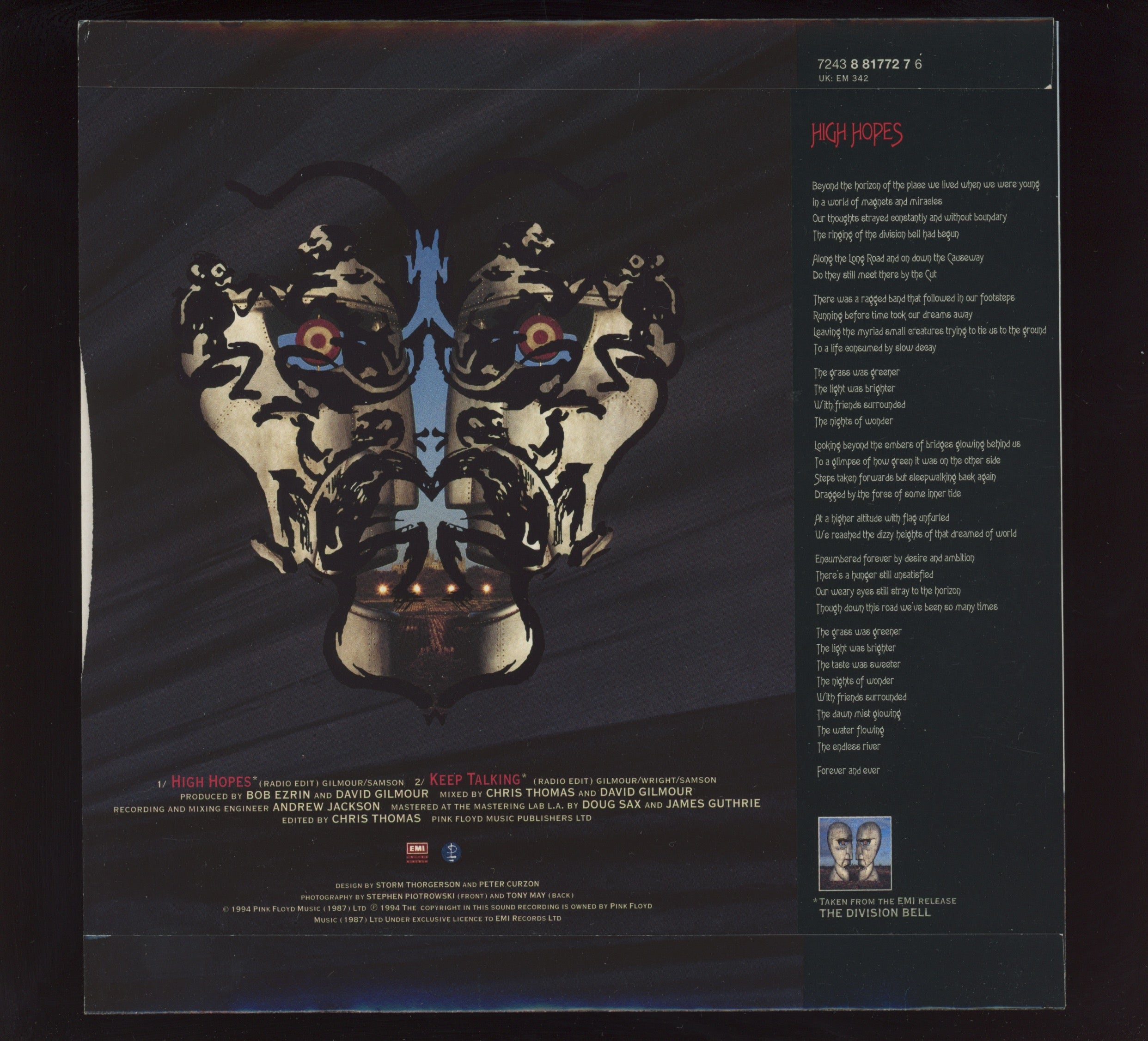 Pink Floyd - High Hopes on EMI UK Ltd Clear Vinyl 7" With Poster Sleeve