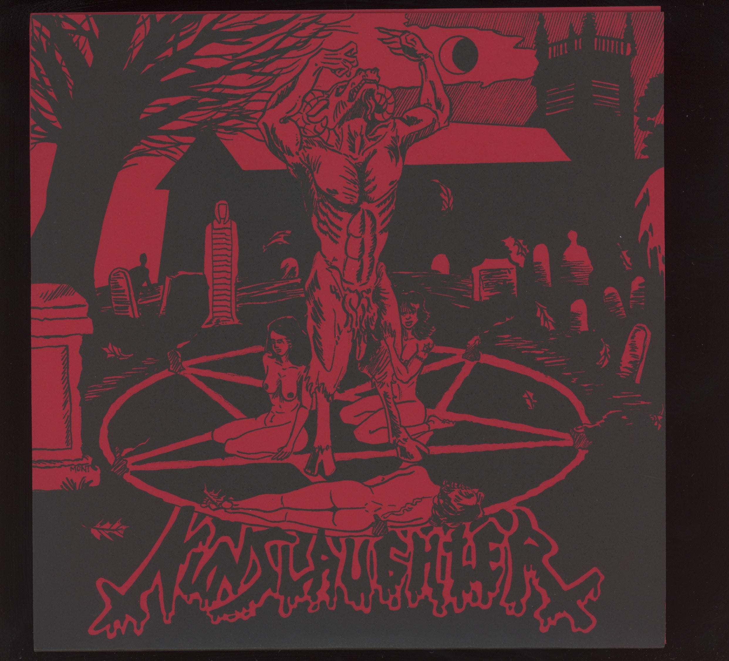 NunSlaughter / Crucifer - Trafficking With The Devil on Sinistrari Ltd Red Vinyl 7" Death Metal With Pic Sleeve