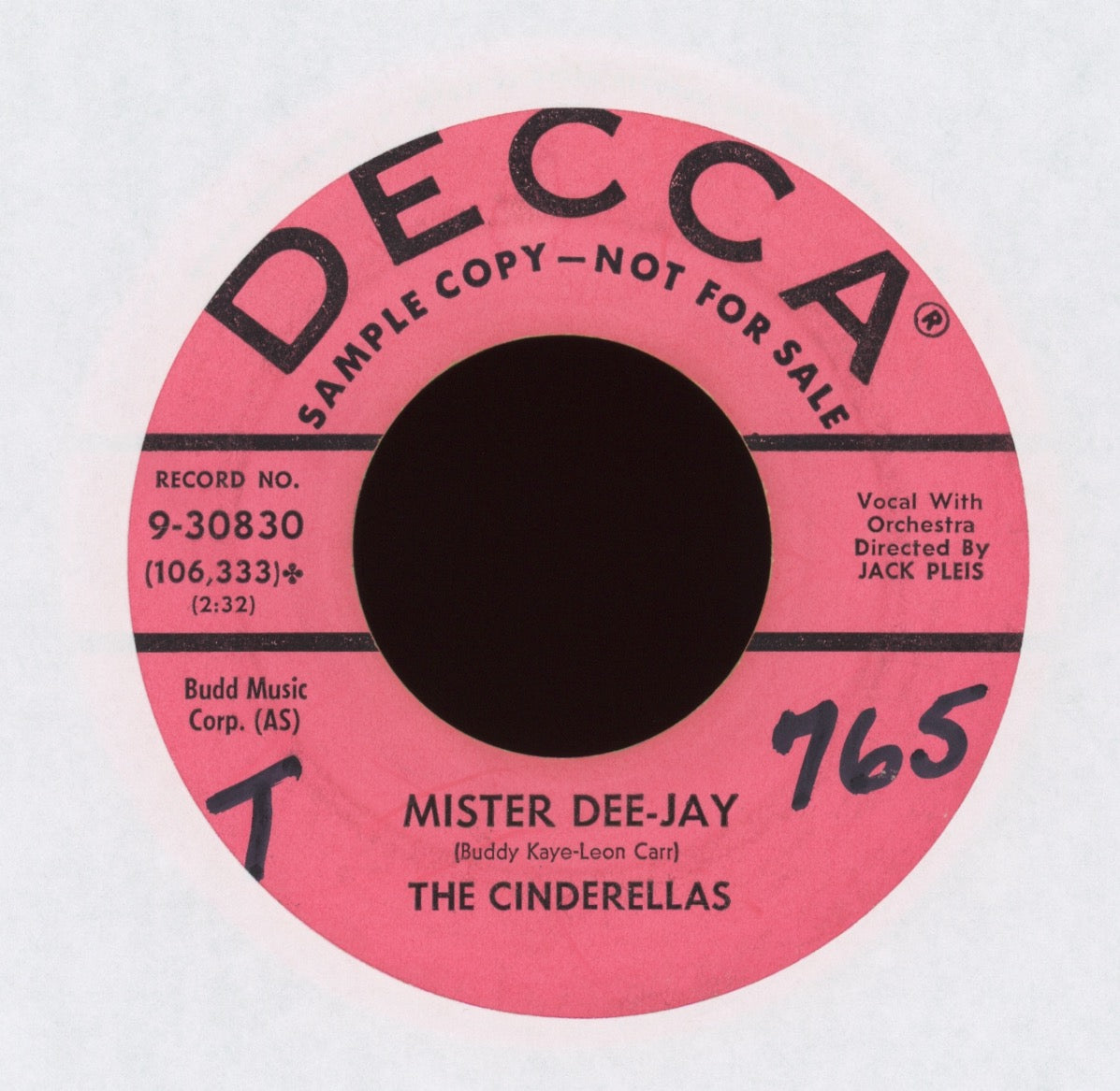The Cinderellas - Mister Dee-Jay on Decca Promo R&B Doo Wop 45
