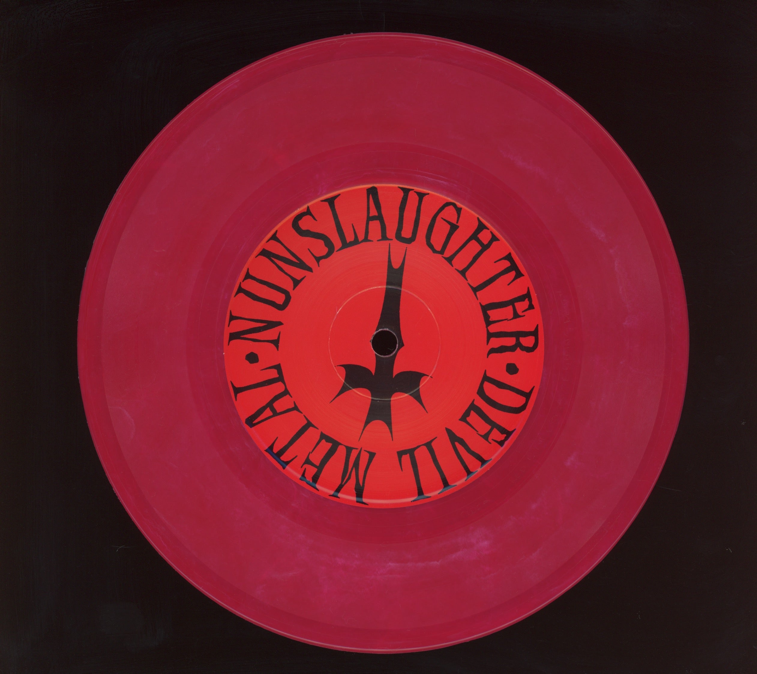 NunSlaughter / Crucifer - Trafficking With The Devil on Sinistrari Ltd Red Vinyl 7" Death Metal With Pic Sleeve