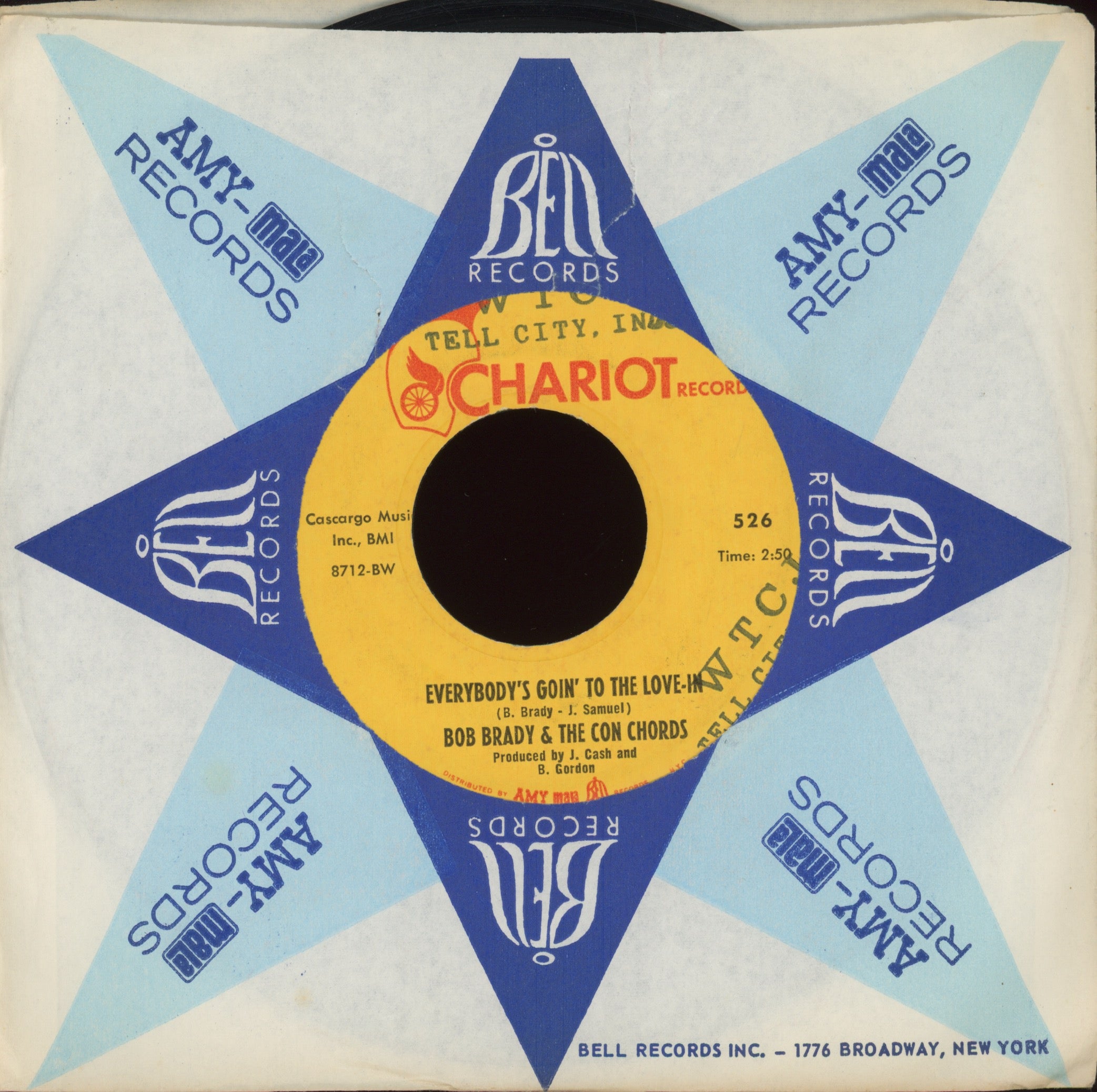 Bob Brady & The Con Chords - Everybody's Goin' To The Love-In on Chariot Northern Soul 45