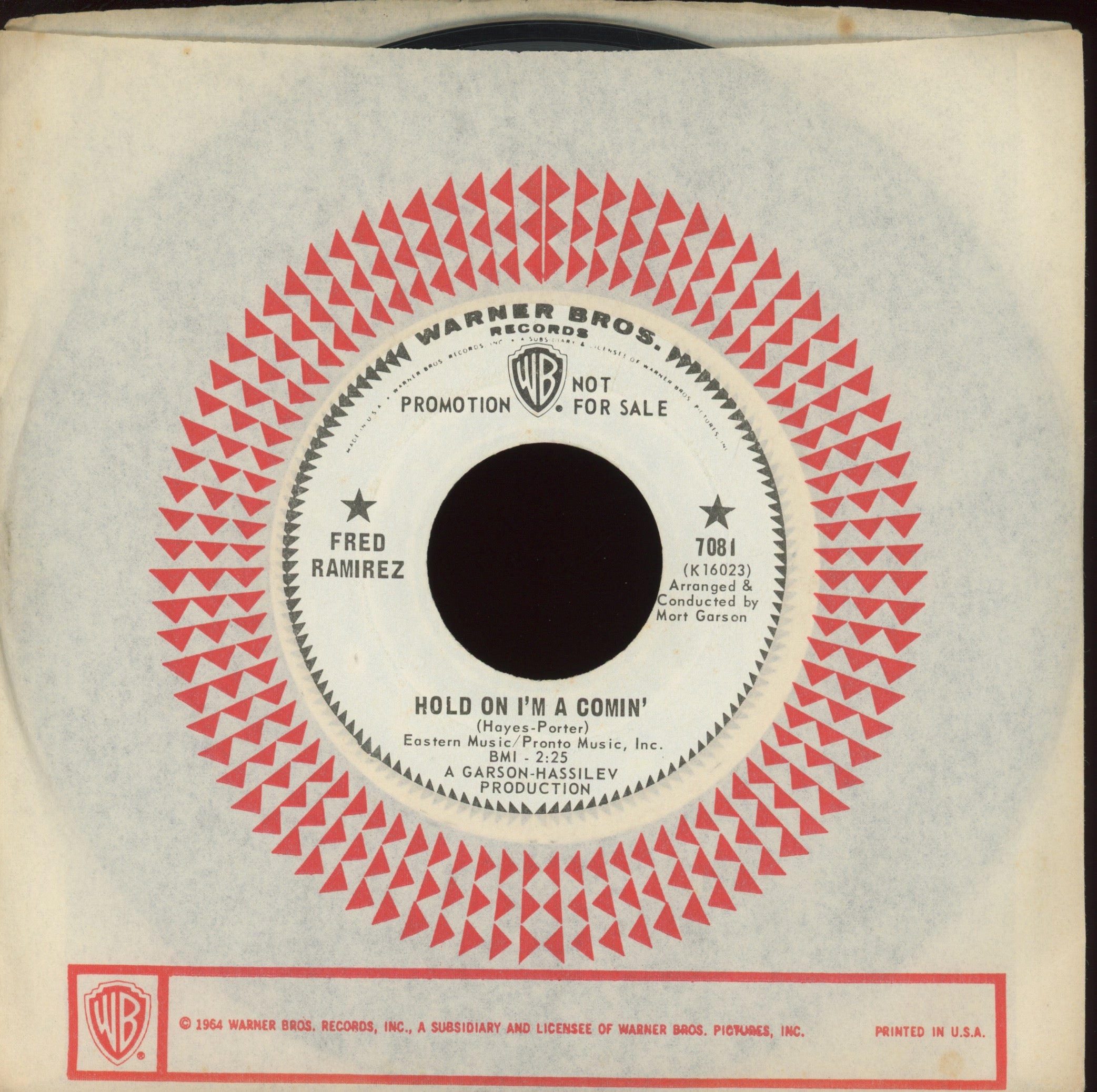 Fred Ramirez - Hold On I'm A Comin' on WB Promo Latin Soul Funk 45