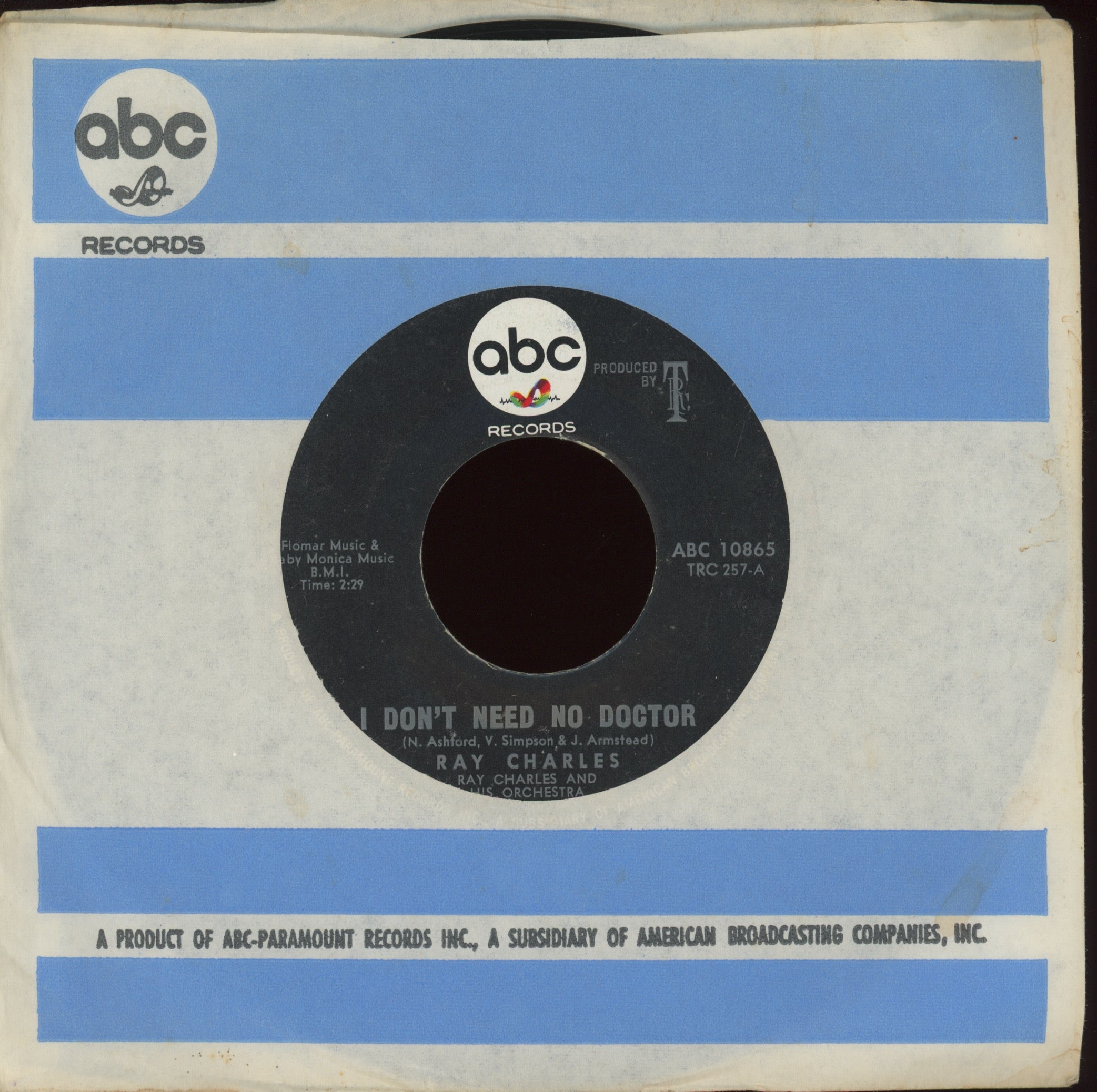 Ray Charles - I Don't Need No Doctor on ABC R&B 45